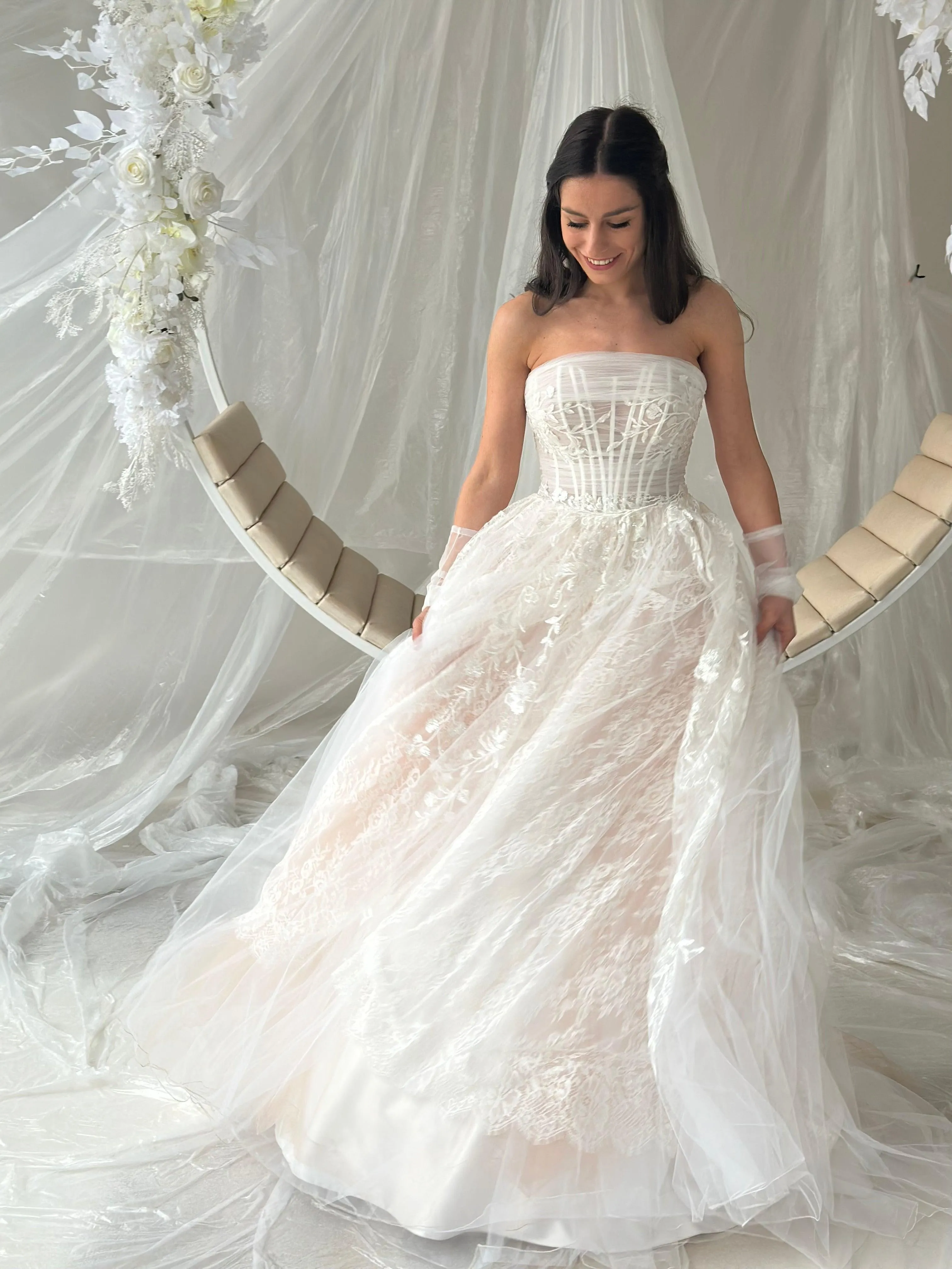 A-line Tulle Lace bridal gown Nadya