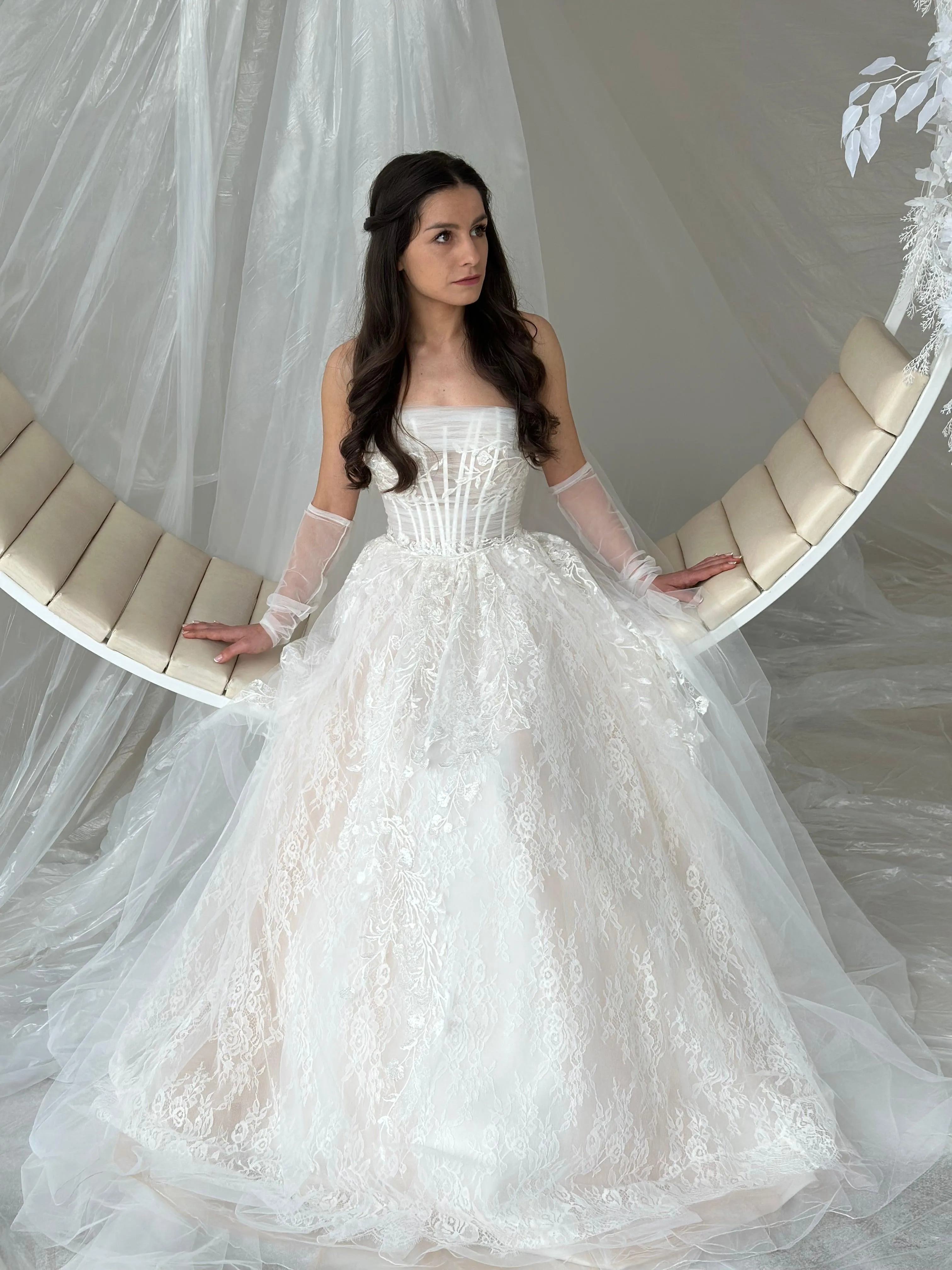 A-line Tulle Lace bridal gown Nadya