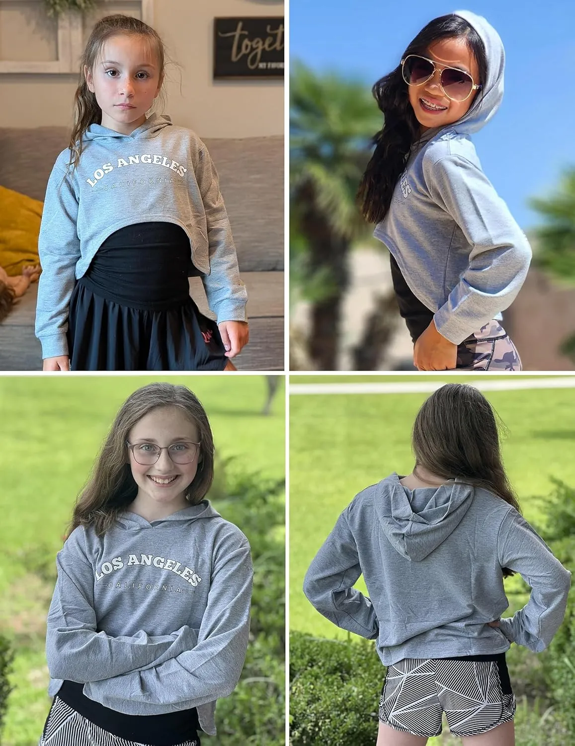 Arshiner Girls Cropped Sweatshirt Long Sleeve Shirts High Low Hem Crop Tops