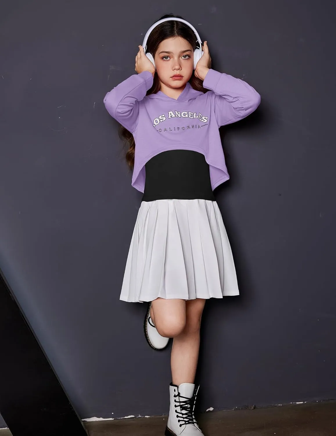 Arshiner Girls Cropped Sweatshirt Long Sleeve Shirts High Low Hem Crop Tops
