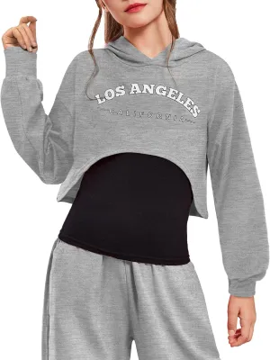 Arshiner Girls Cropped Sweatshirt Long Sleeve Shirts High Low Hem Crop Tops