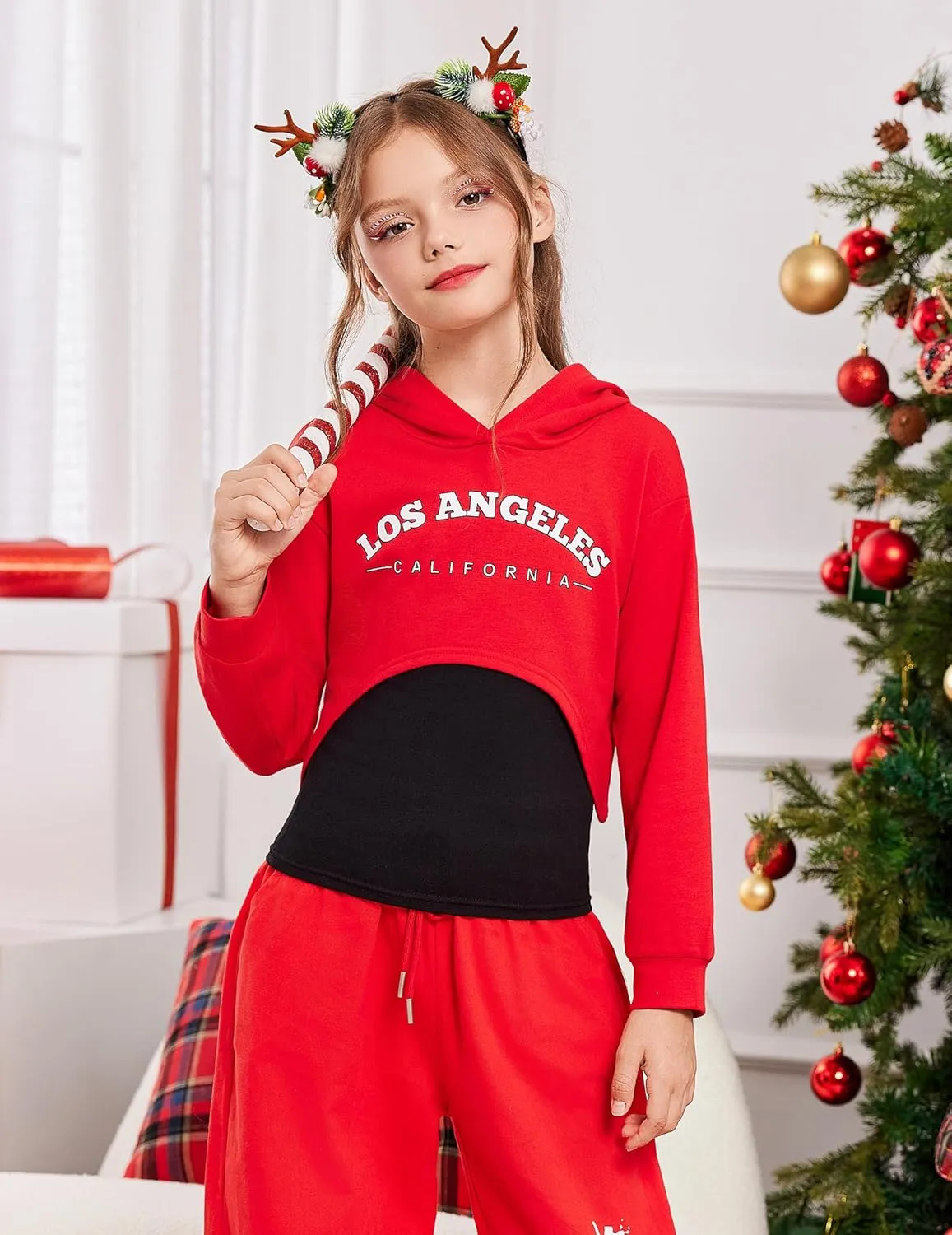 Arshiner Girls Cropped Sweatshirt Long Sleeve Shirts High Low Hem Crop Tops