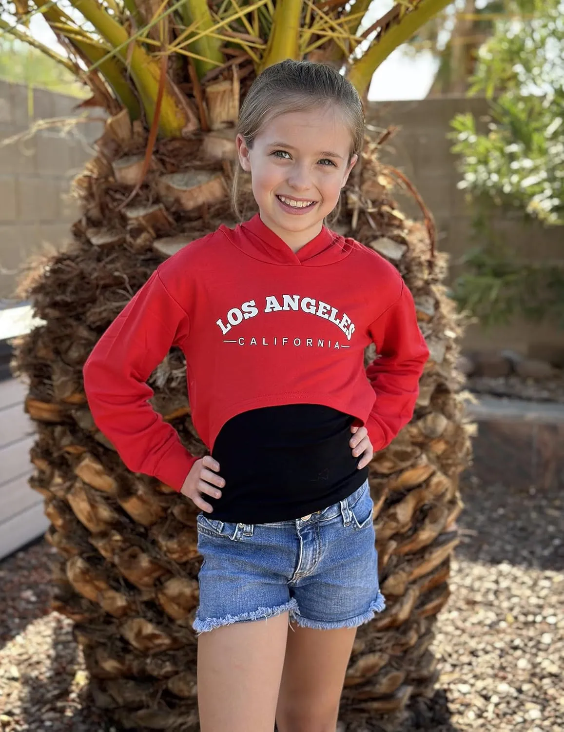 Arshiner Girls Cropped Sweatshirt Long Sleeve Shirts High Low Hem Crop Tops