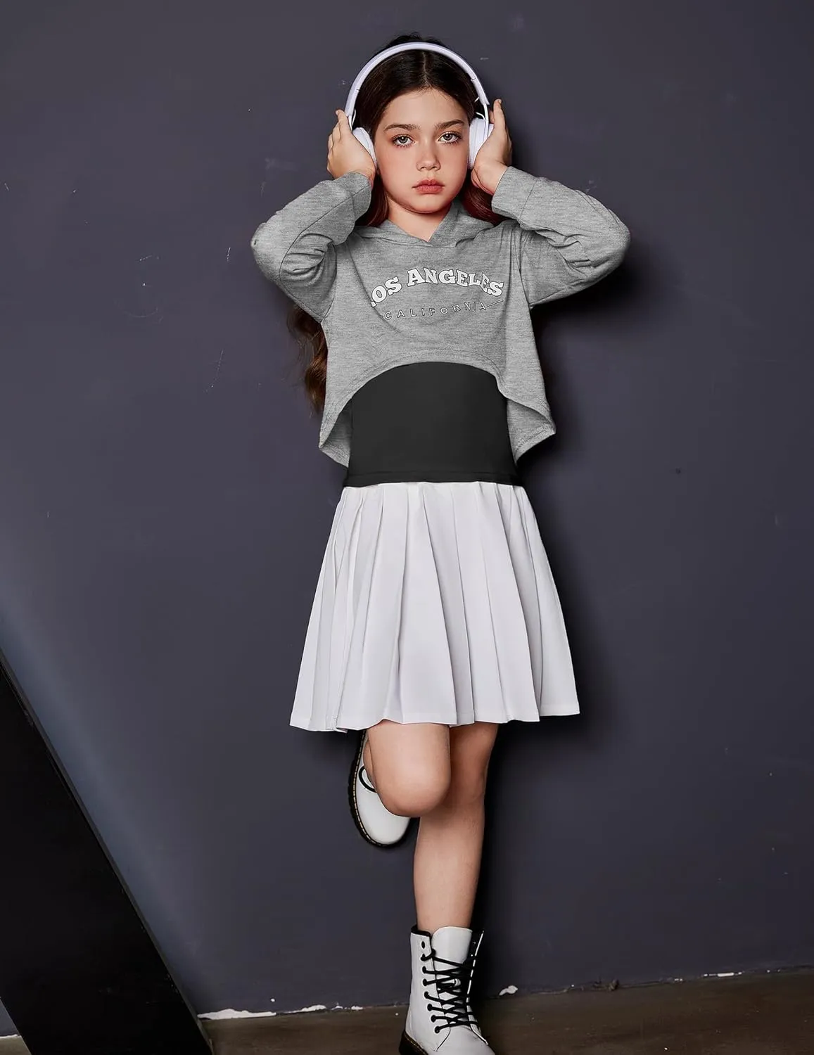 Arshiner Girls Cropped Sweatshirt Long Sleeve Shirts High Low Hem Crop Tops