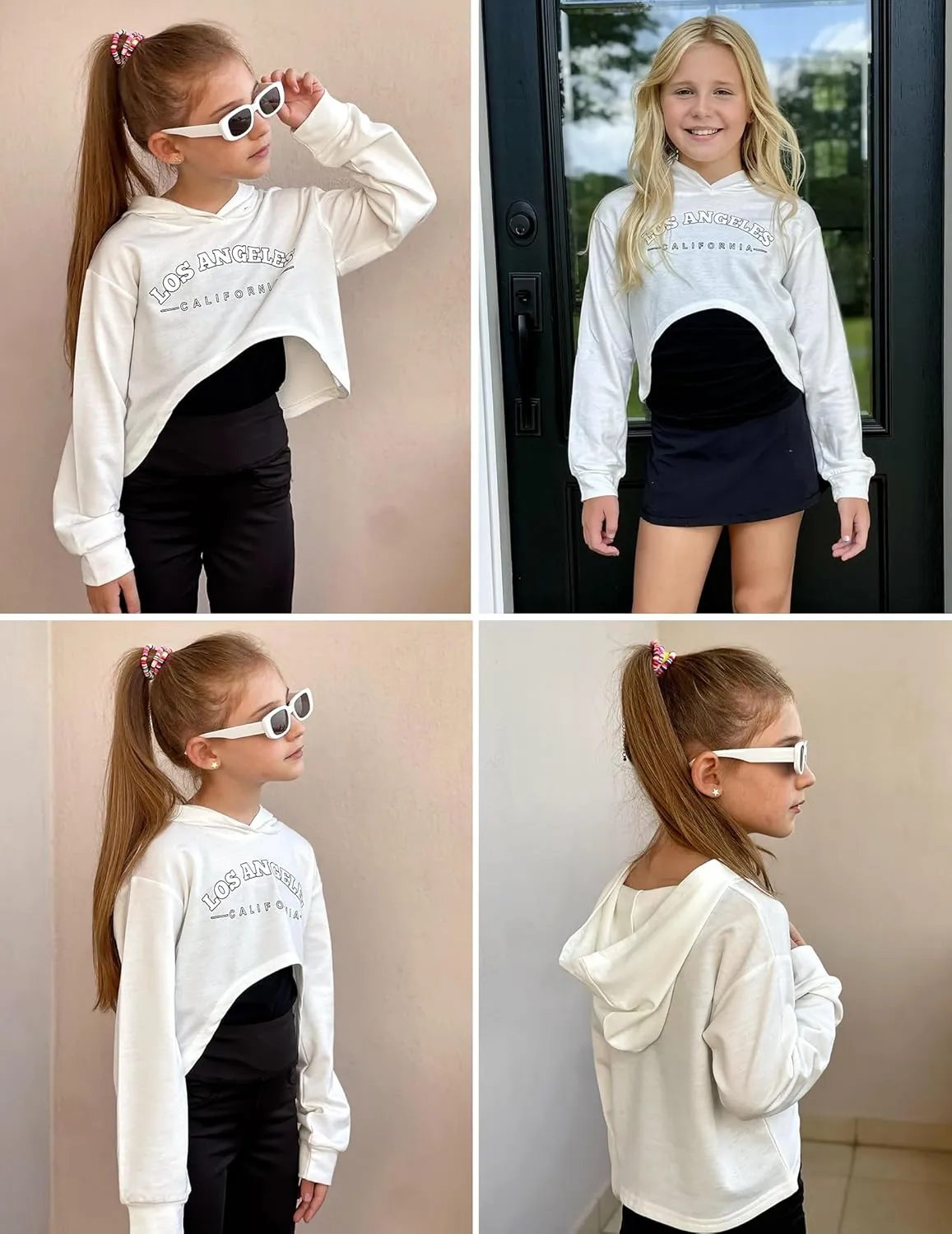 Arshiner Girls Cropped Sweatshirt Long Sleeve Shirts High Low Hem Crop Tops