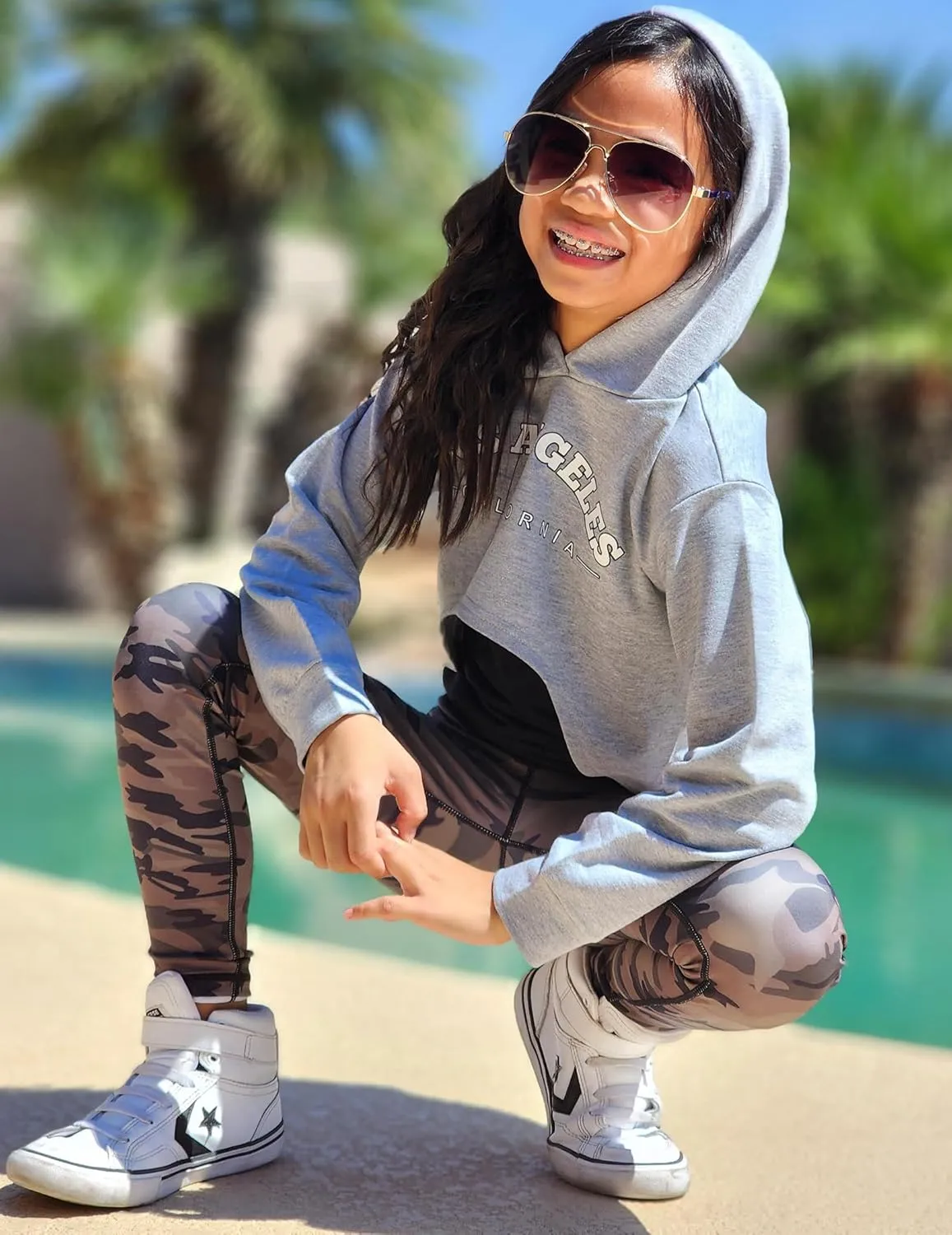 Arshiner Girls Cropped Sweatshirt Long Sleeve Shirts High Low Hem Crop Tops