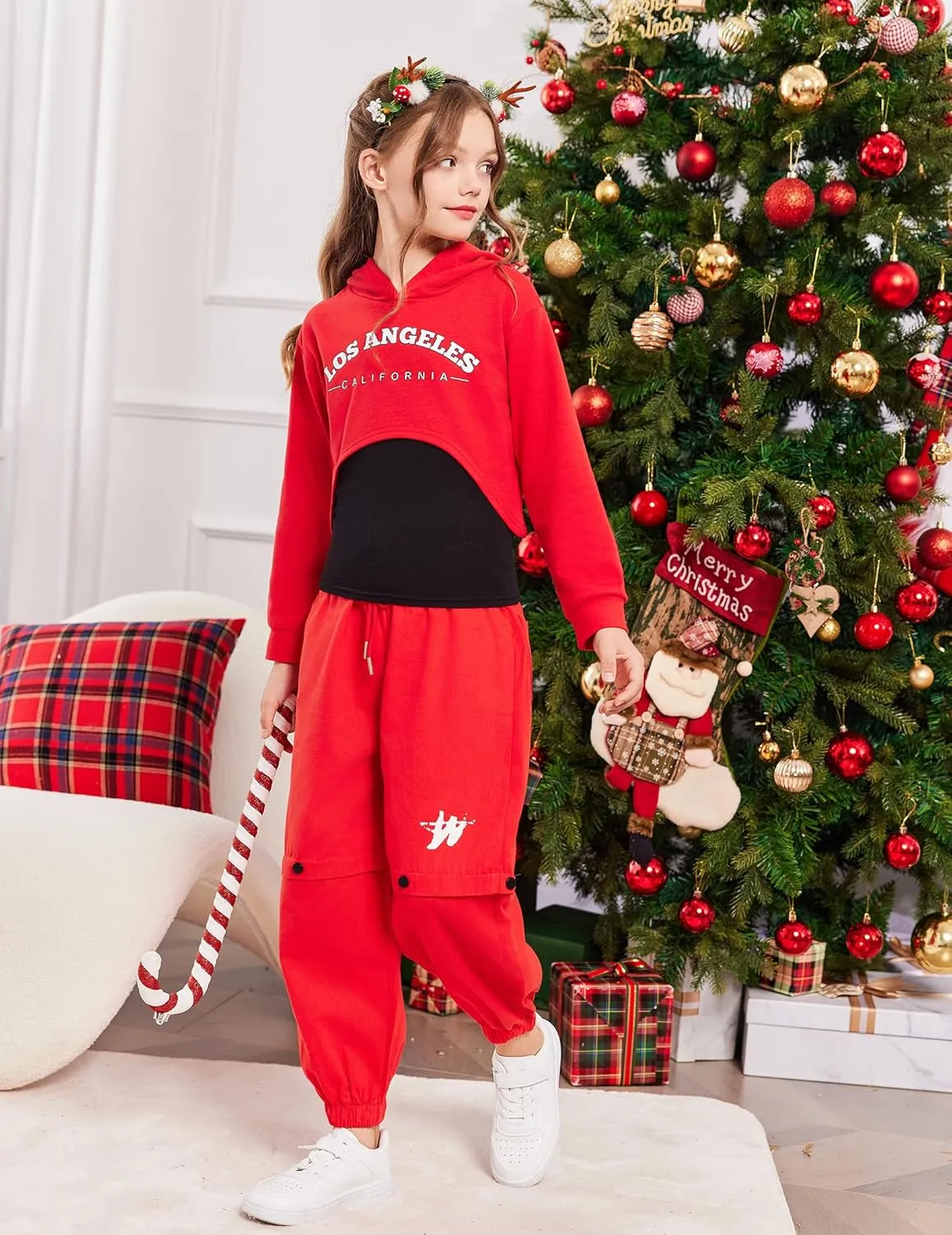 Arshiner Girls Cropped Sweatshirt Long Sleeve Shirts High Low Hem Crop Tops