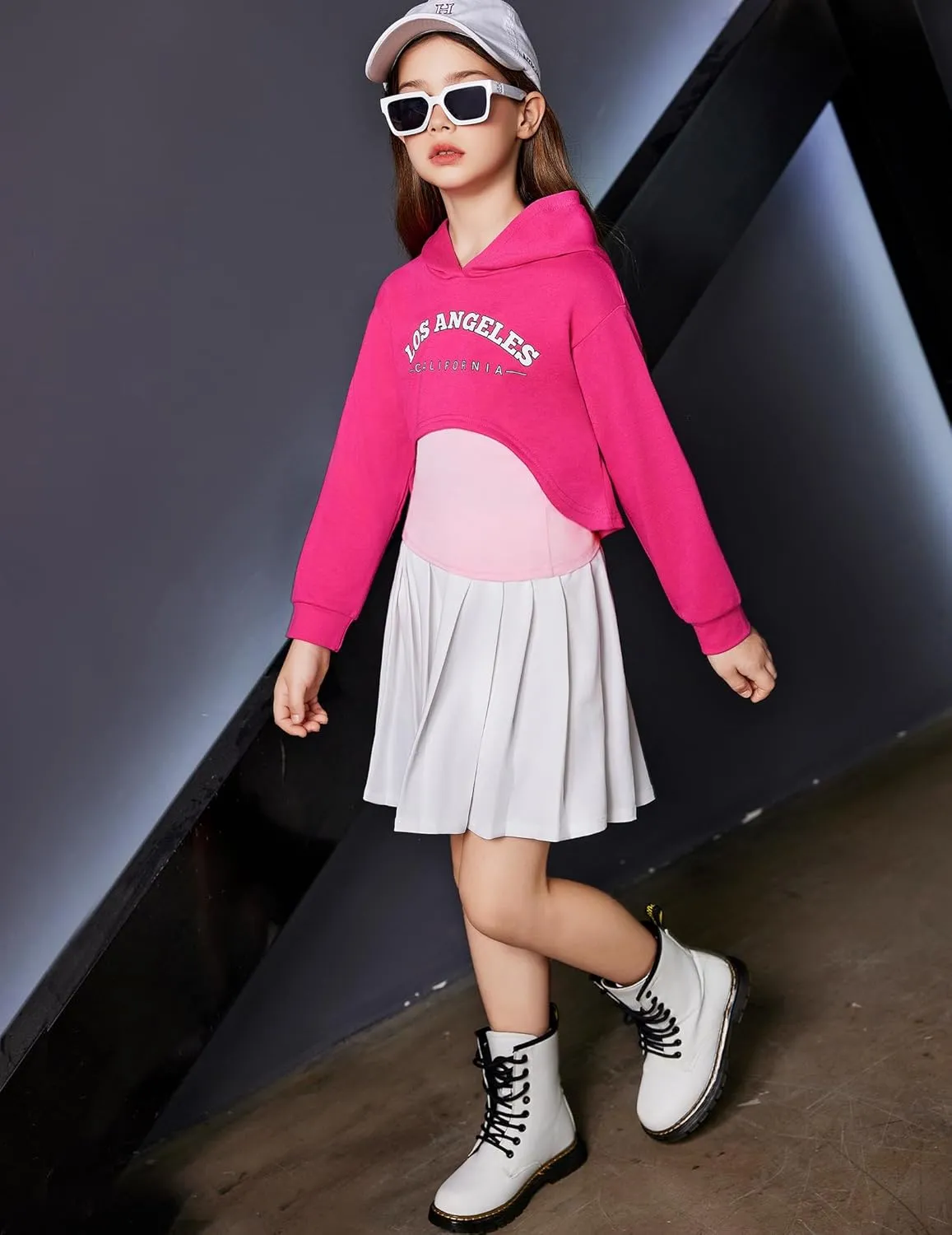 Arshiner Girls Cropped Sweatshirt Long Sleeve Shirts High Low Hem Crop Tops