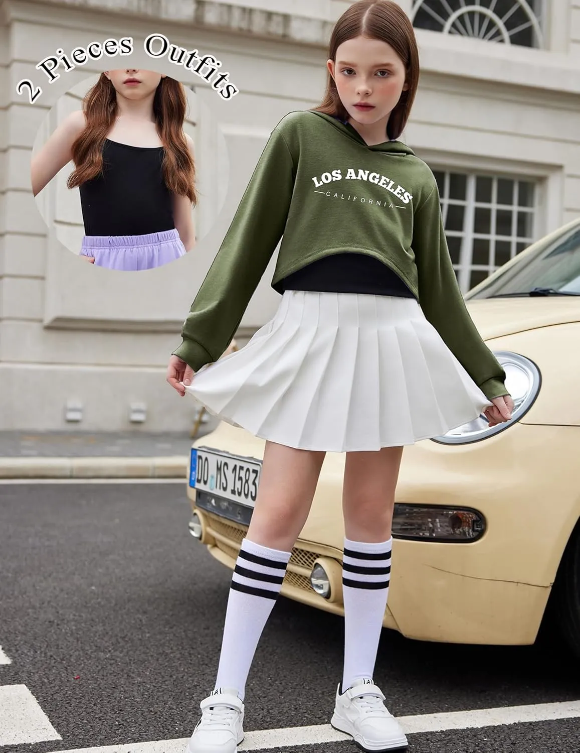 Arshiner Girls Cropped Sweatshirt Long Sleeve Shirts High Low Hem Crop Tops