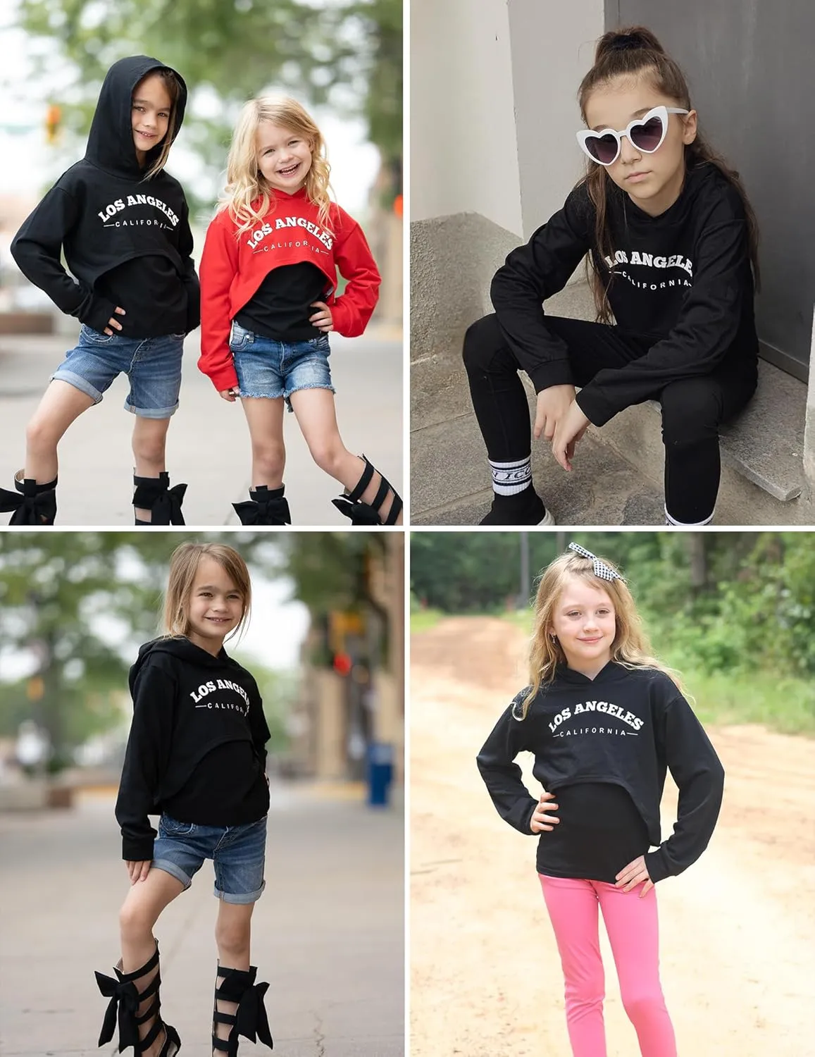 Arshiner Girls Cropped Sweatshirt Long Sleeve Shirts High Low Hem Crop Tops