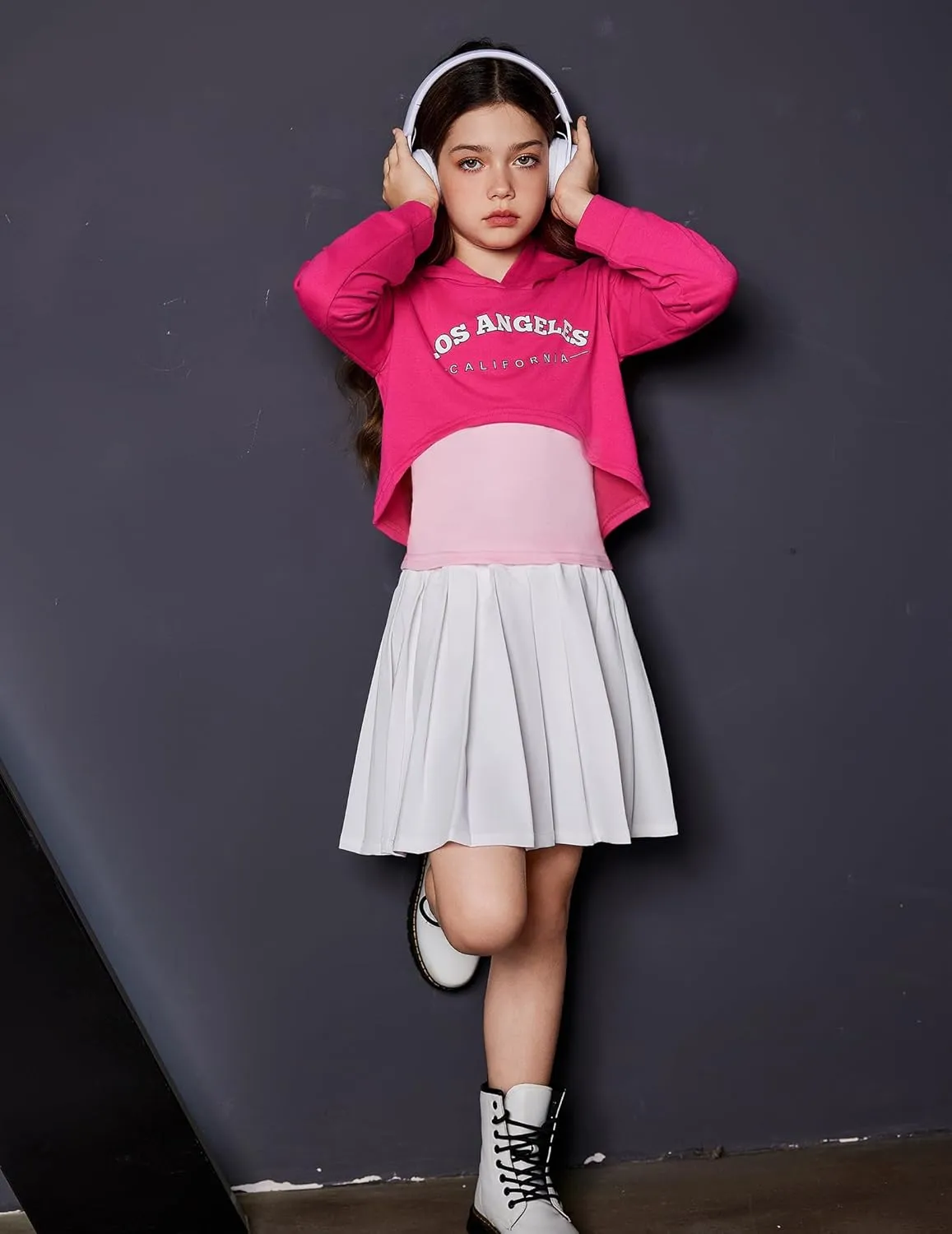 Arshiner Girls Cropped Sweatshirt Long Sleeve Shirts High Low Hem Crop Tops