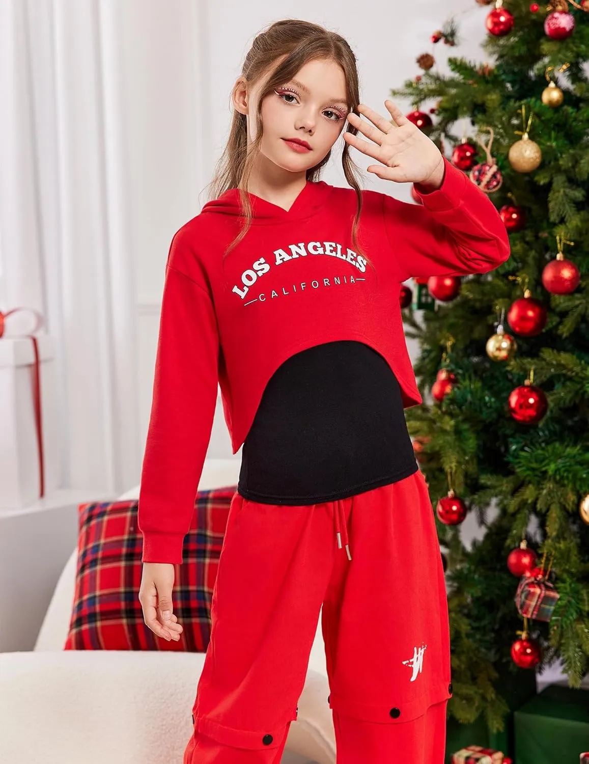 Arshiner Girls Cropped Sweatshirt Long Sleeve Shirts High Low Hem Crop Tops