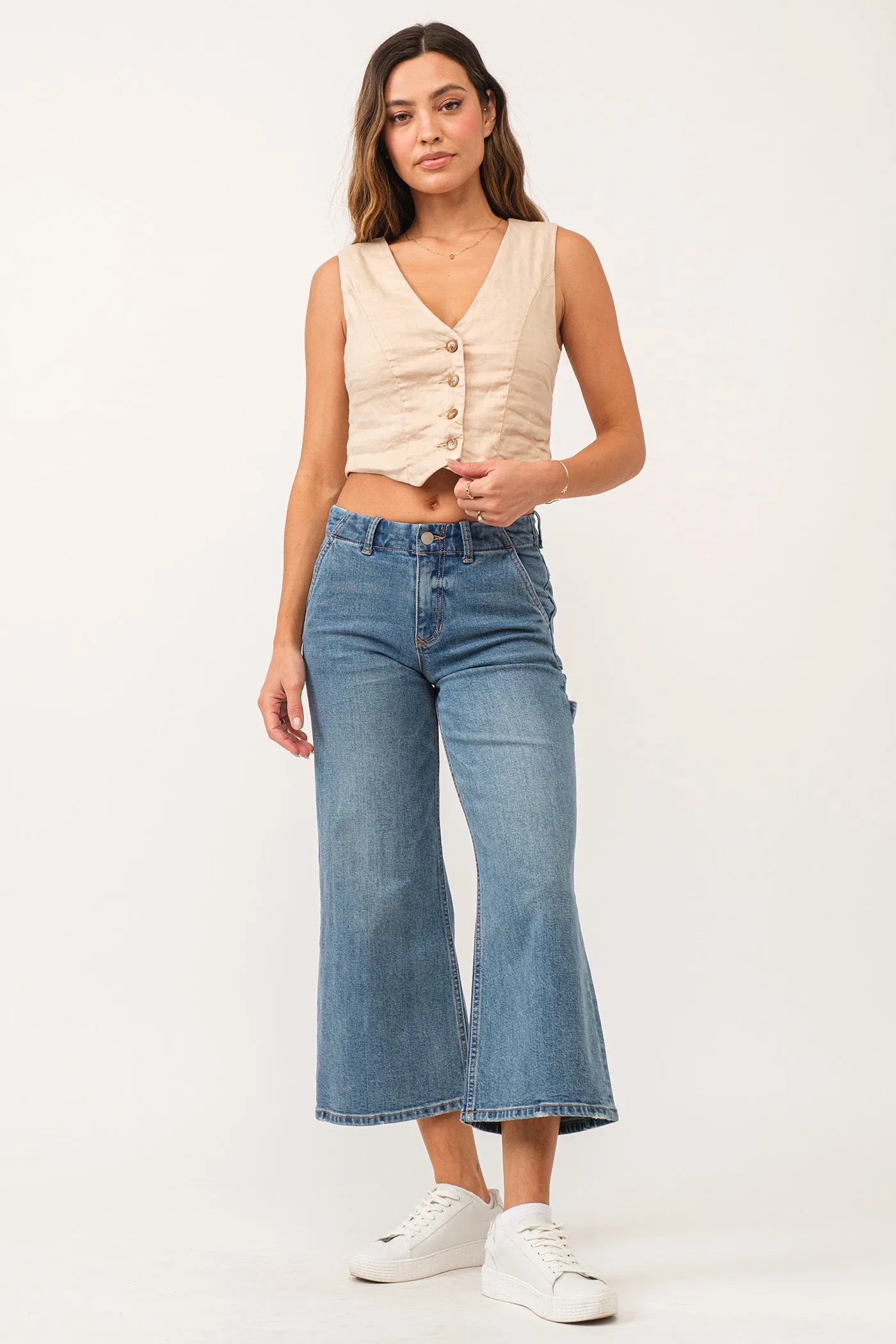 AUDREY SUPER HIGH RISE CROPPED WIDE LEG JEANS CHARISMA