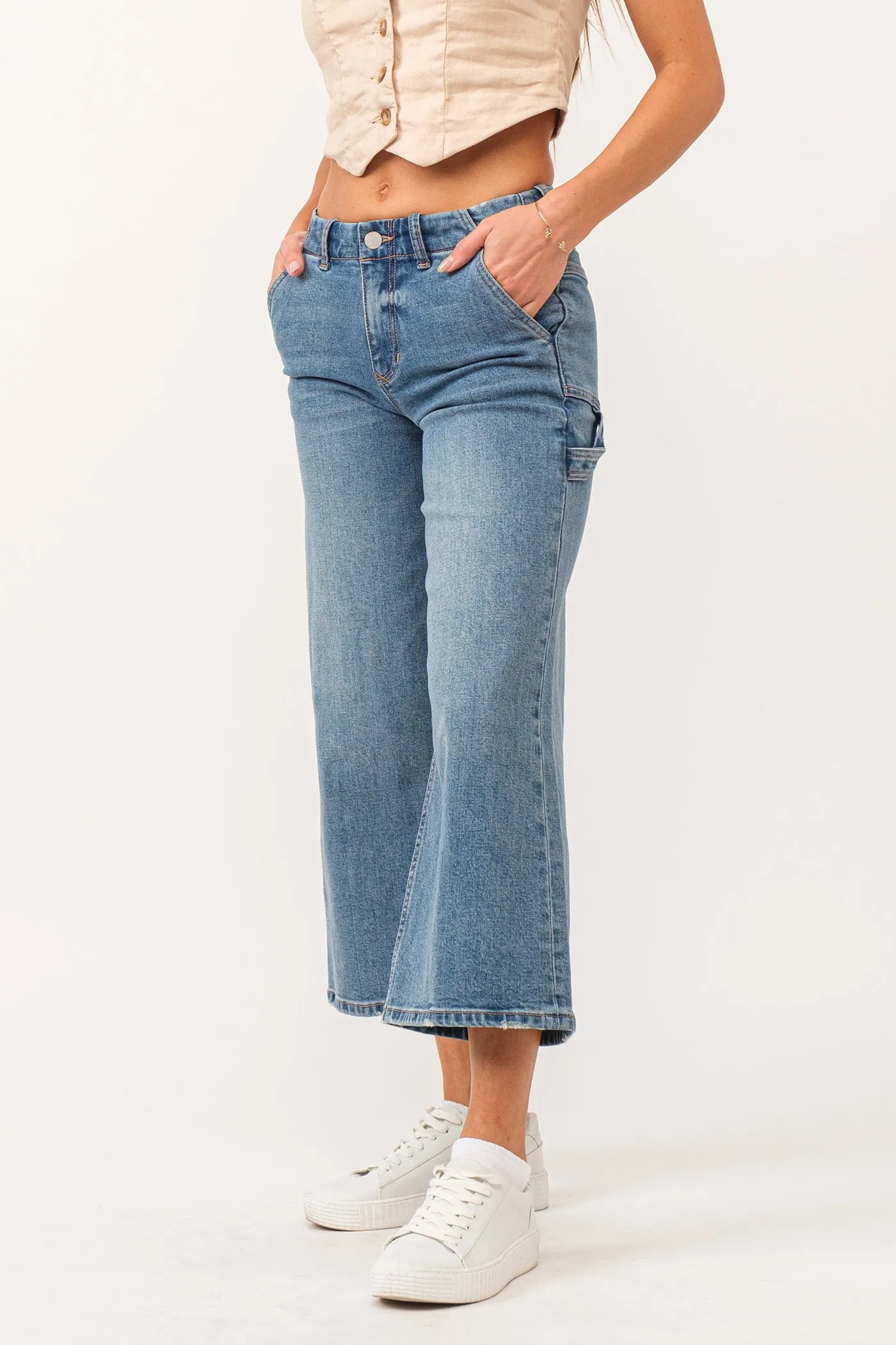 AUDREY SUPER HIGH RISE CROPPED WIDE LEG JEANS CHARISMA