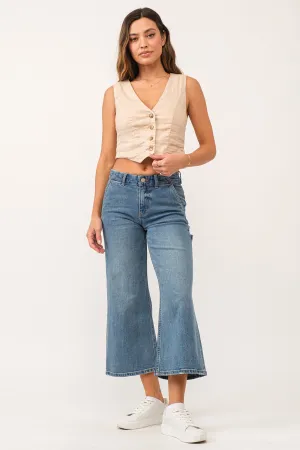 AUDREY SUPER HIGH RISE CROPPED WIDE LEG JEANS CHARISMA