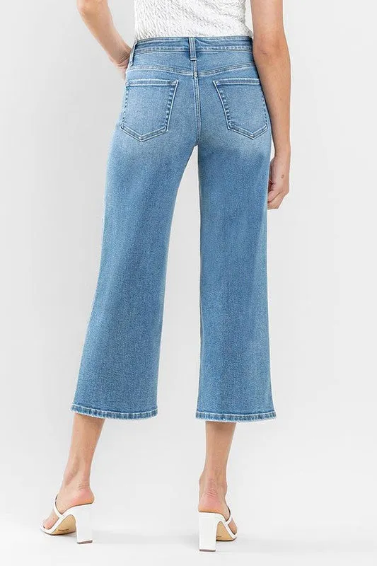 Beckoned HR Crop Wide Leg Jeans