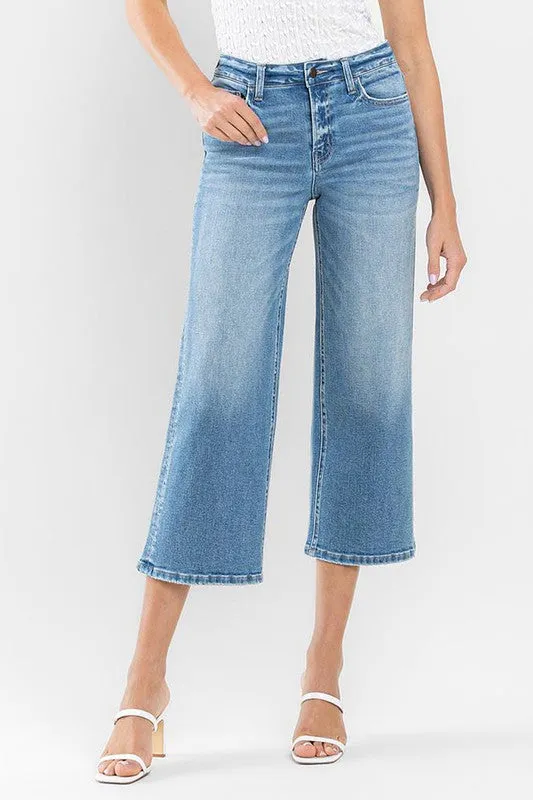Beckoned HR Crop Wide Leg Jeans