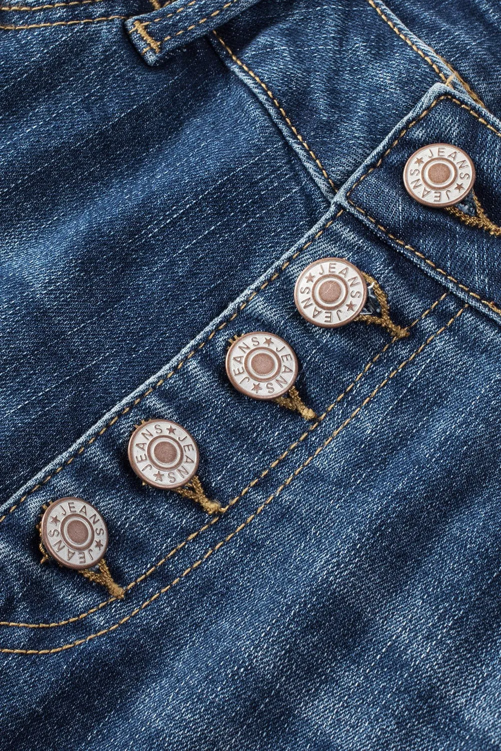 Blue Acid Washed High Rise Skinny Jeans with Distressed Details