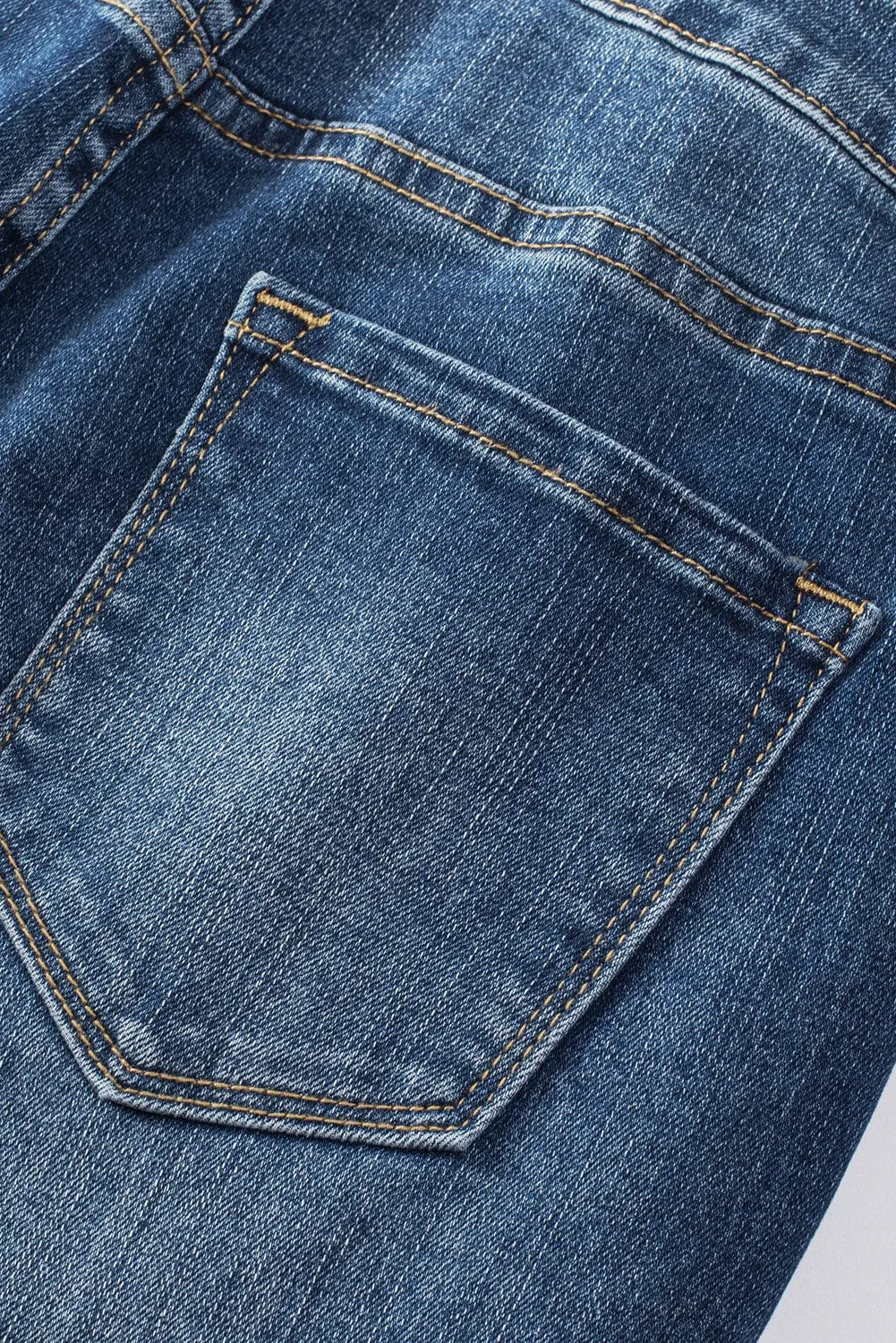 Blue Acid Washed High Rise Skinny Jeans with Distressed Details