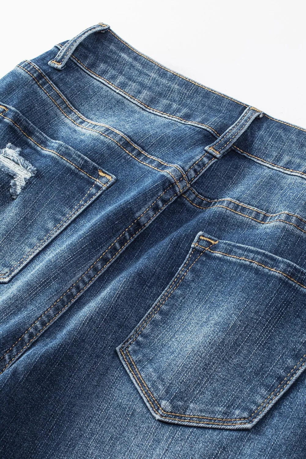 Blue Acid Washed High Rise Skinny Jeans with Distressed Details