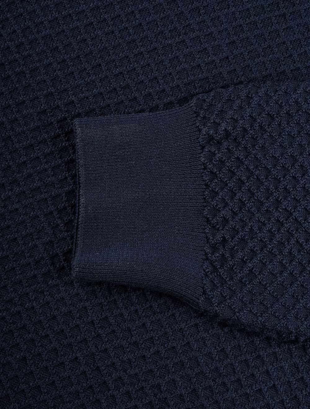 Cotton Texture Crew Neck Sweater Evening Blue
