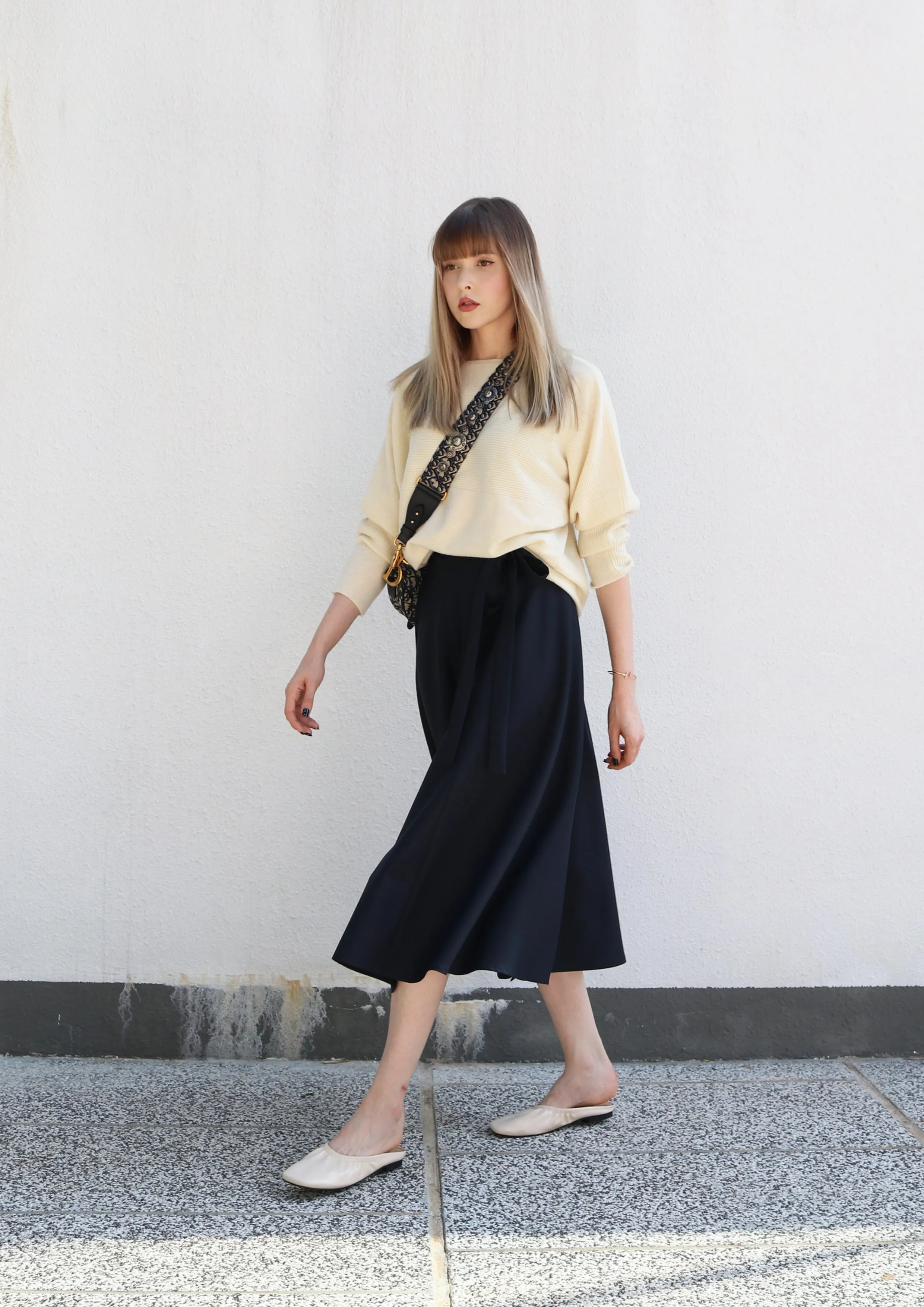 Cream Cashmere Wide Neck Knit