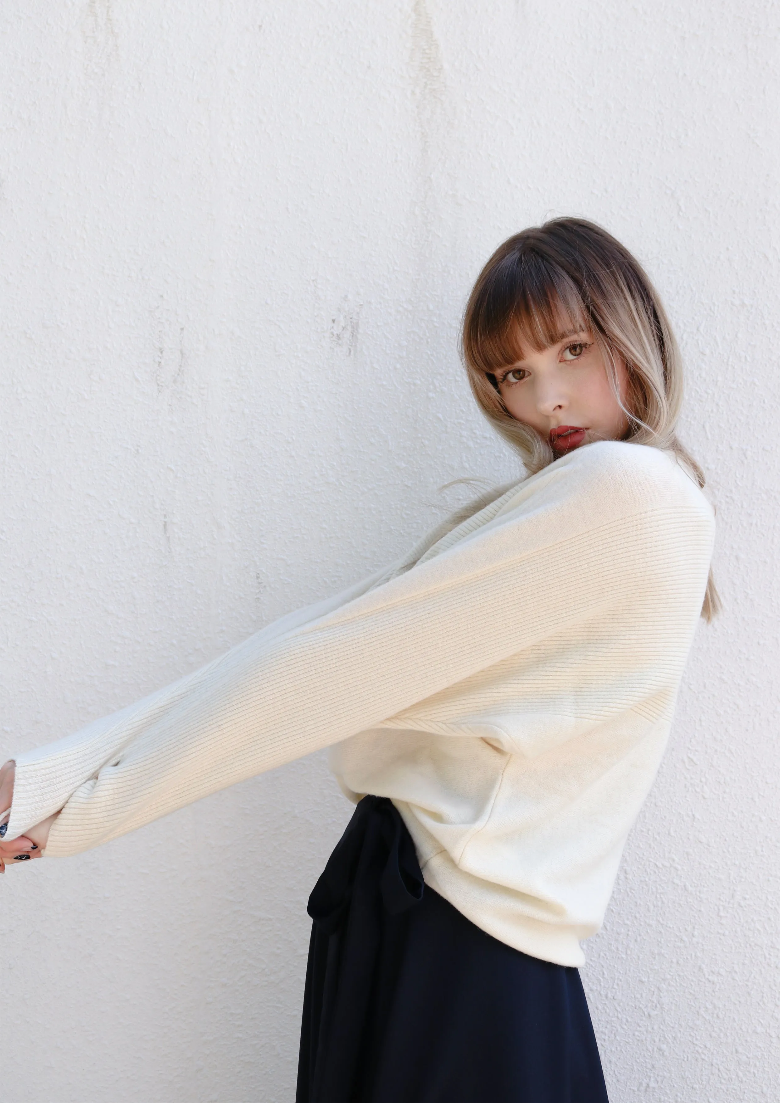 Cream Cashmere Wide Neck Knit