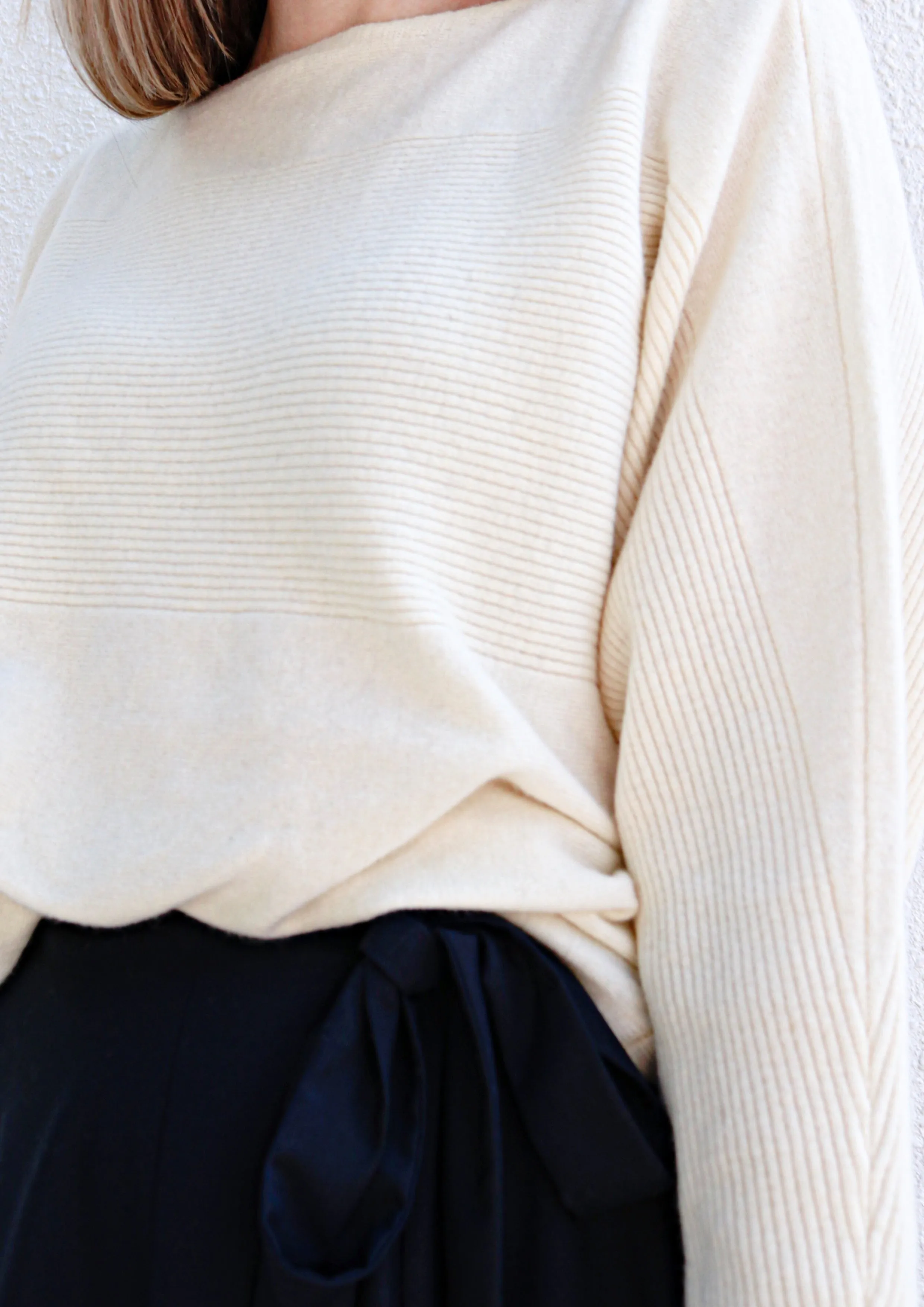 Cream Cashmere Wide Neck Knit