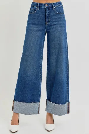 Crop Wide Cuffed Jeans