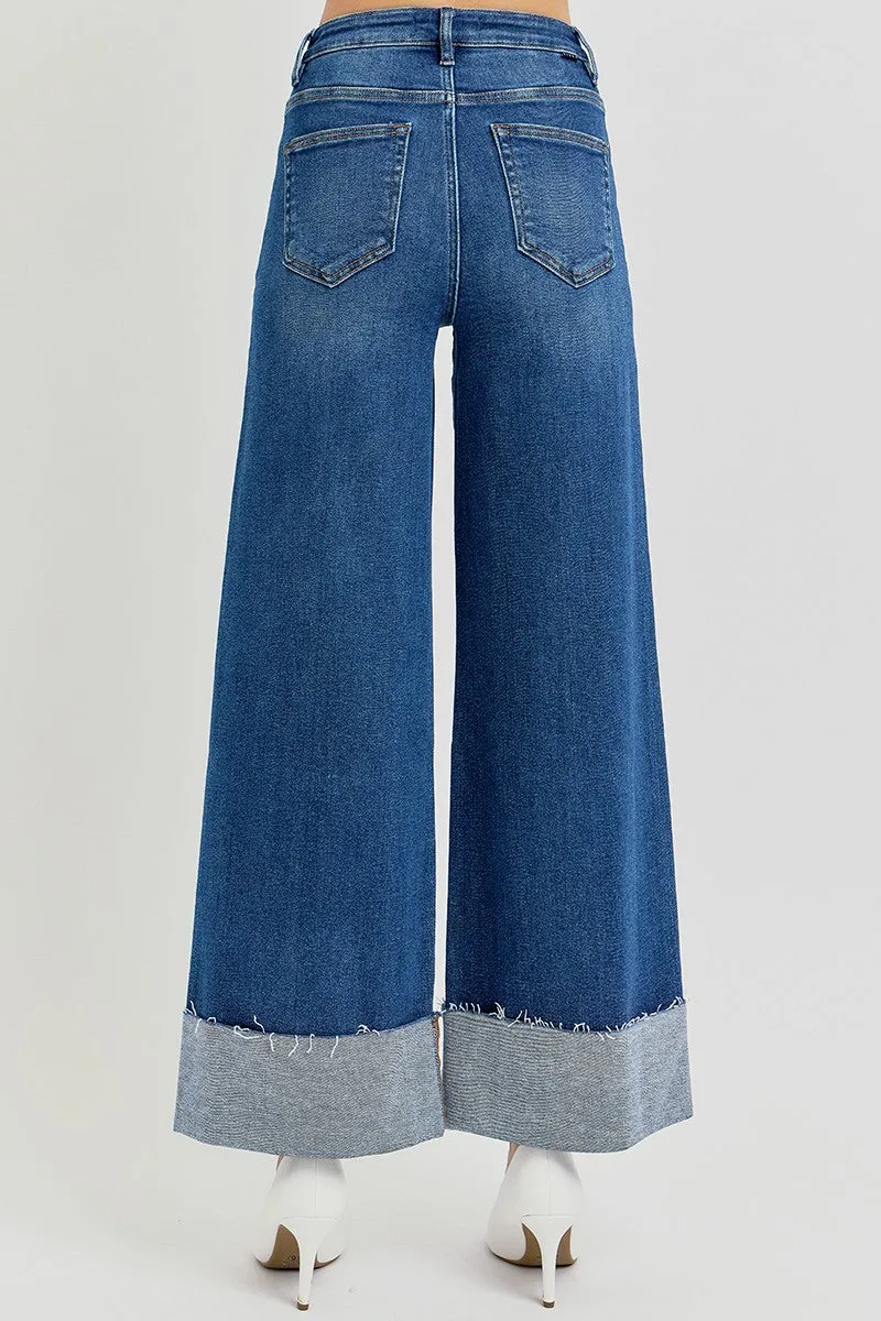 Crop Wide Cuffed Jeans