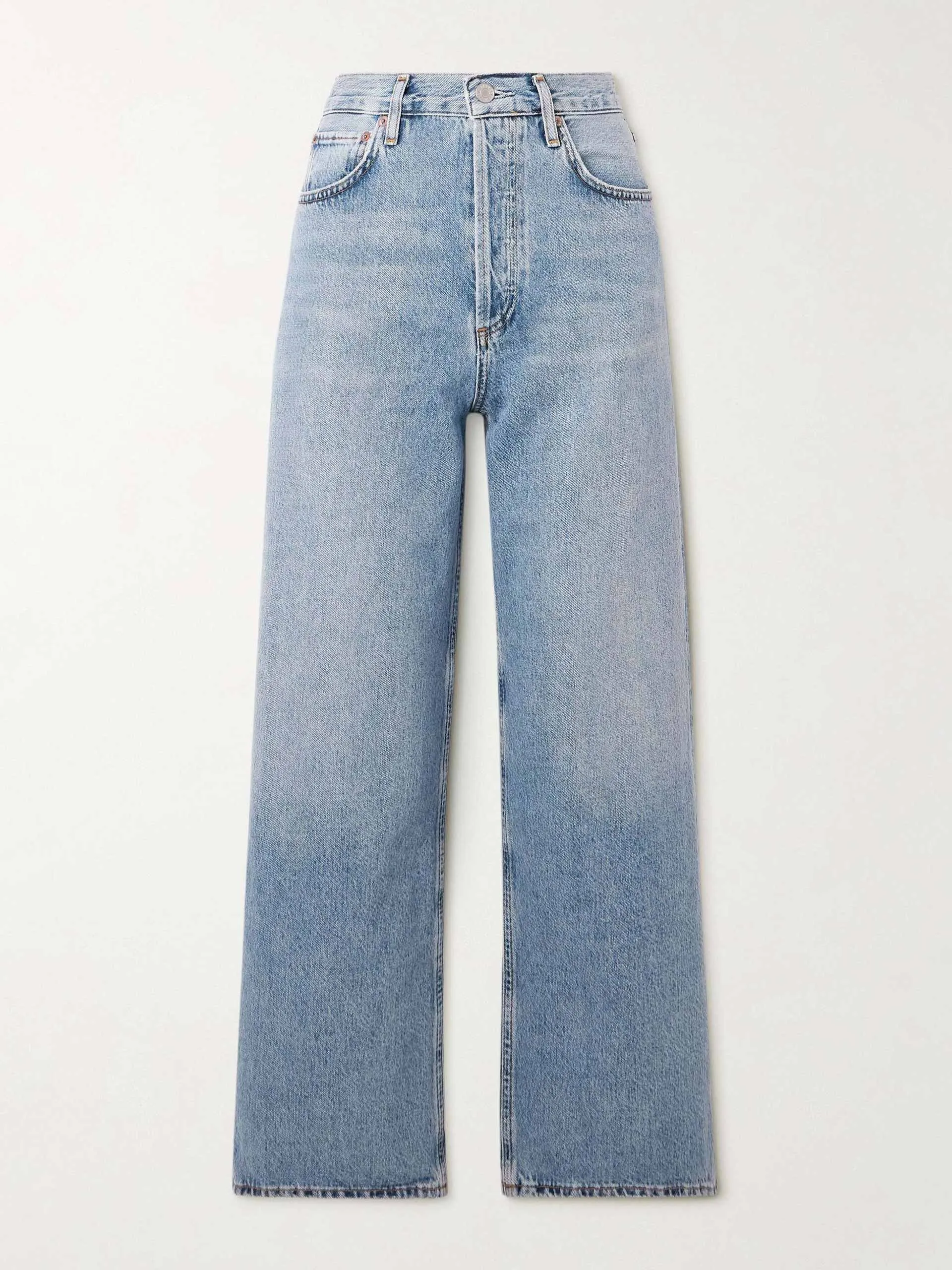 Cropped high-rise wide-leg jeans