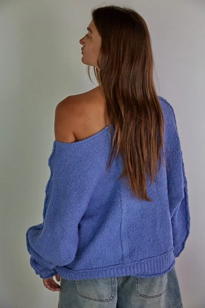 Elara Blue Knit Pullover Sweater