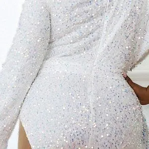 Elegant and sezy White Plus Size draped mini sequins wedding Dress elopement or rehearsal dinner