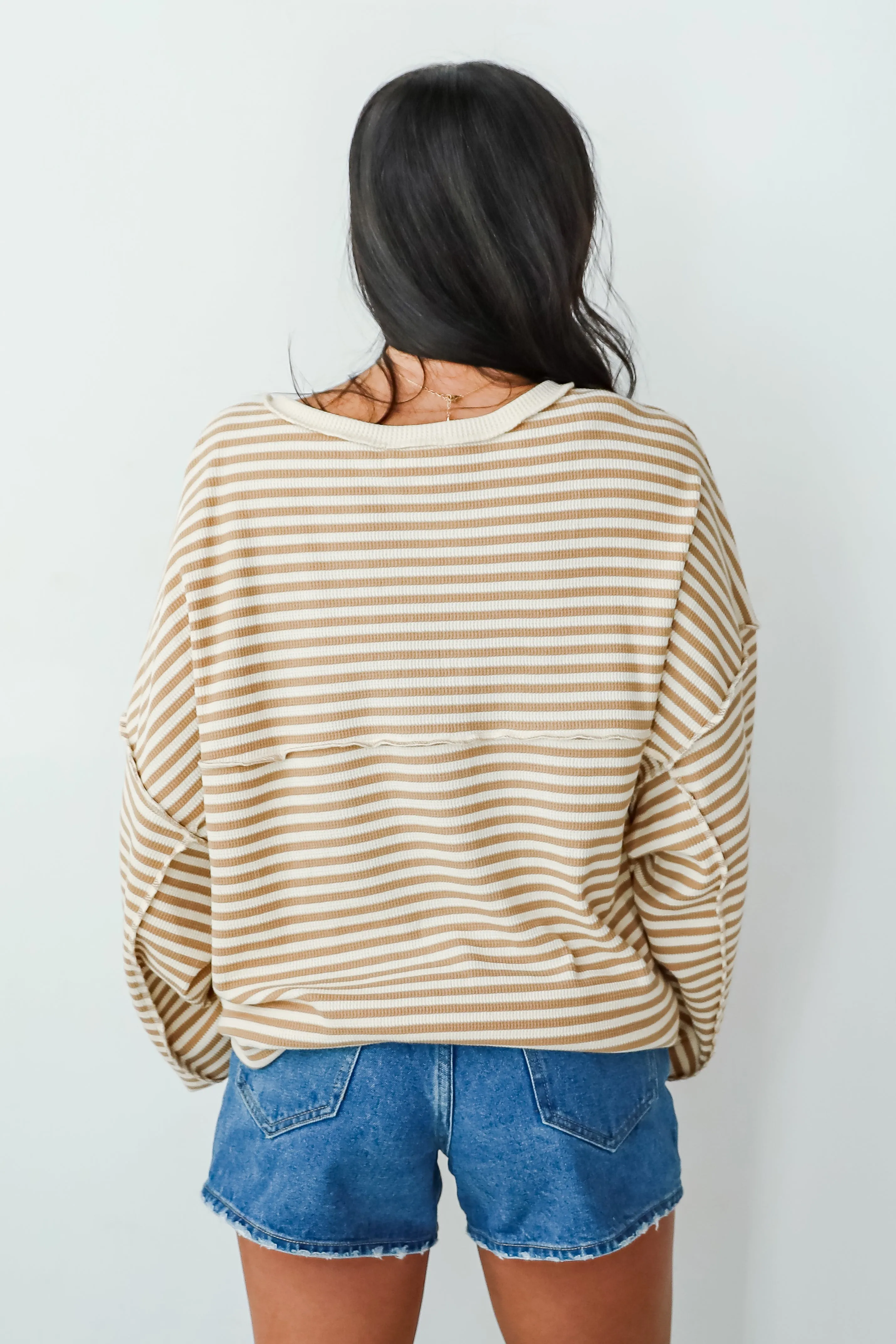 Enviably Cozy Striped Oversized Waffle Knit Top