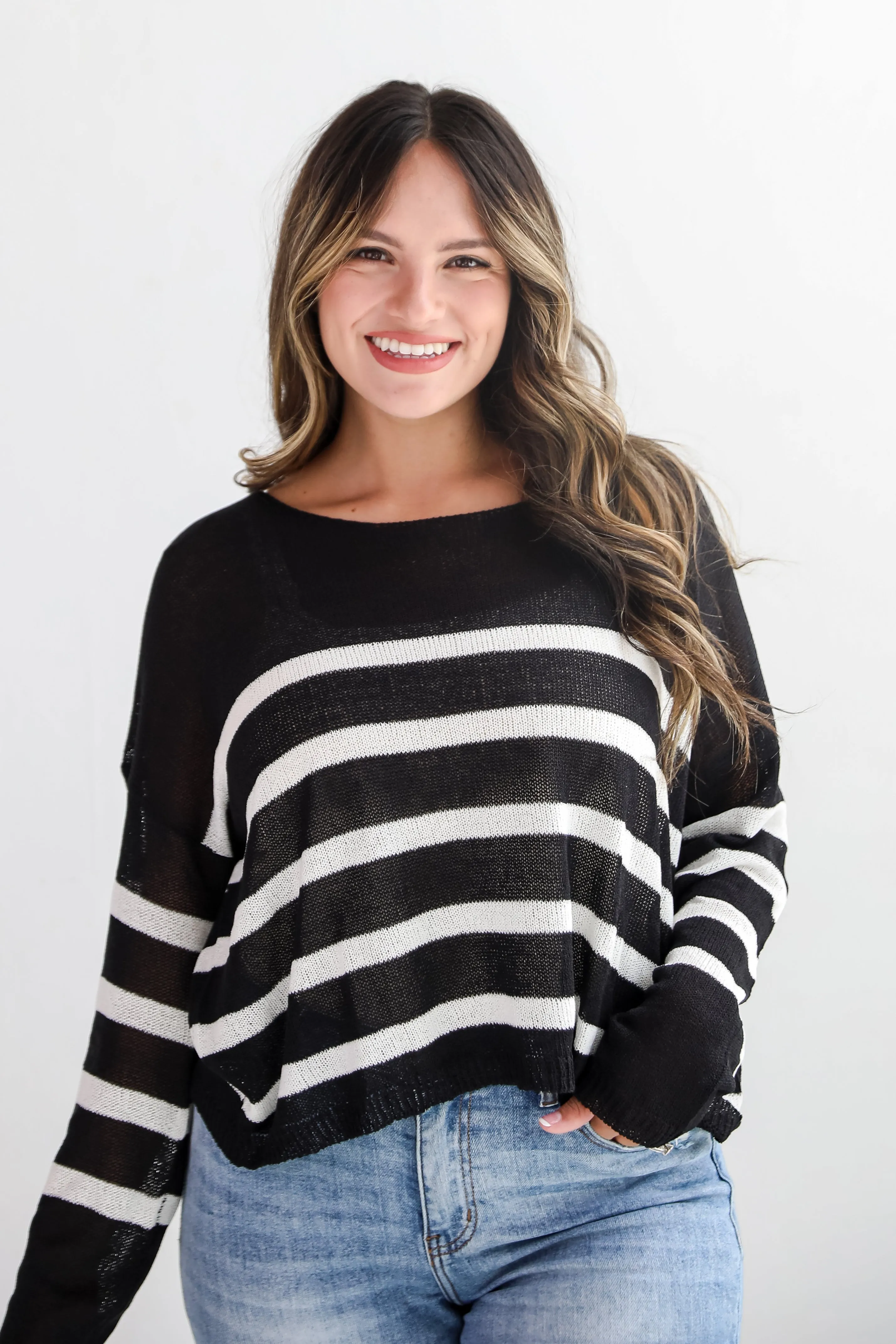 FINAL SALE - Stylish Promise Striped Lightweight Knit Sweater