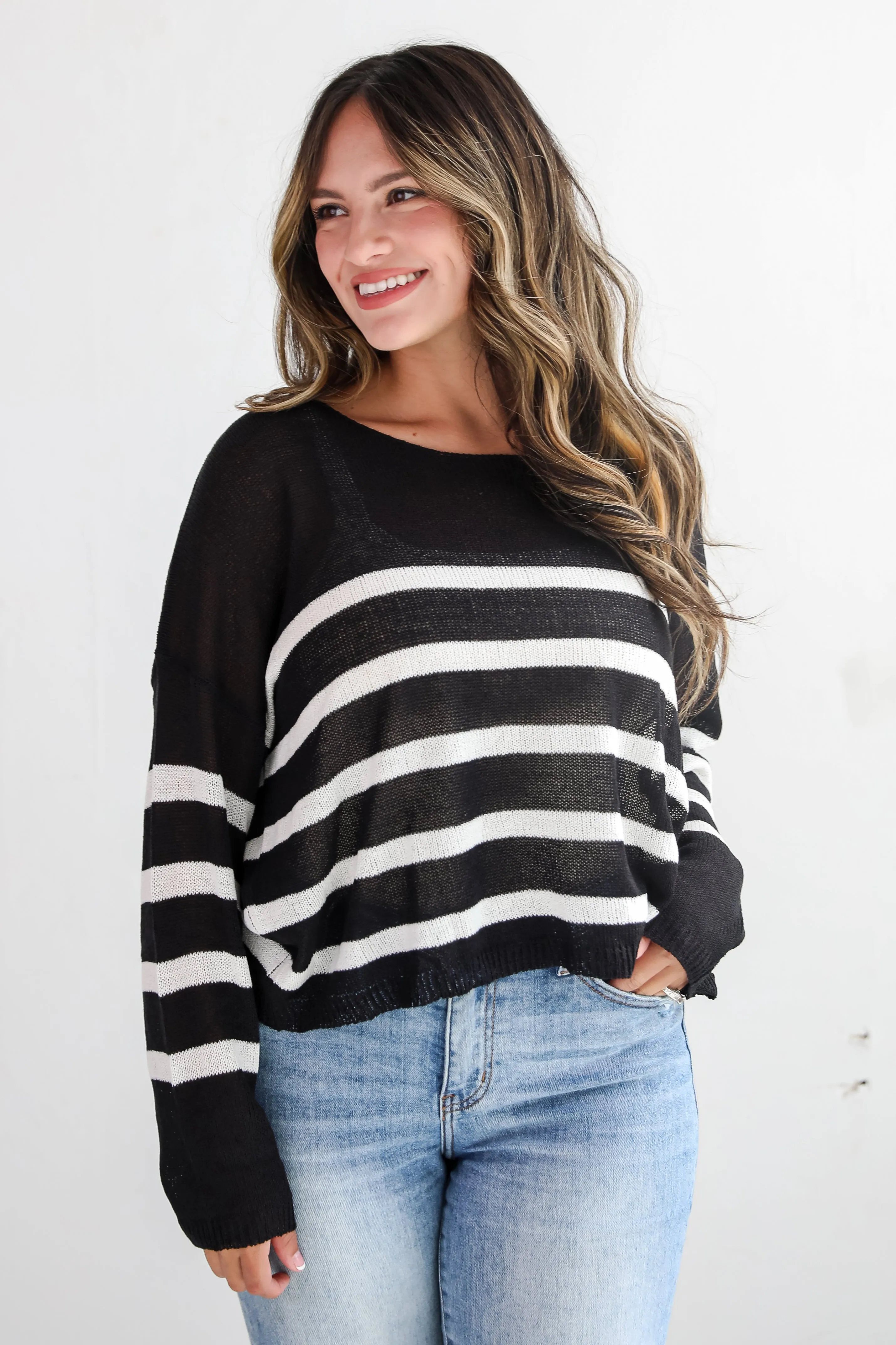 FINAL SALE - Stylish Promise Striped Lightweight Knit Sweater