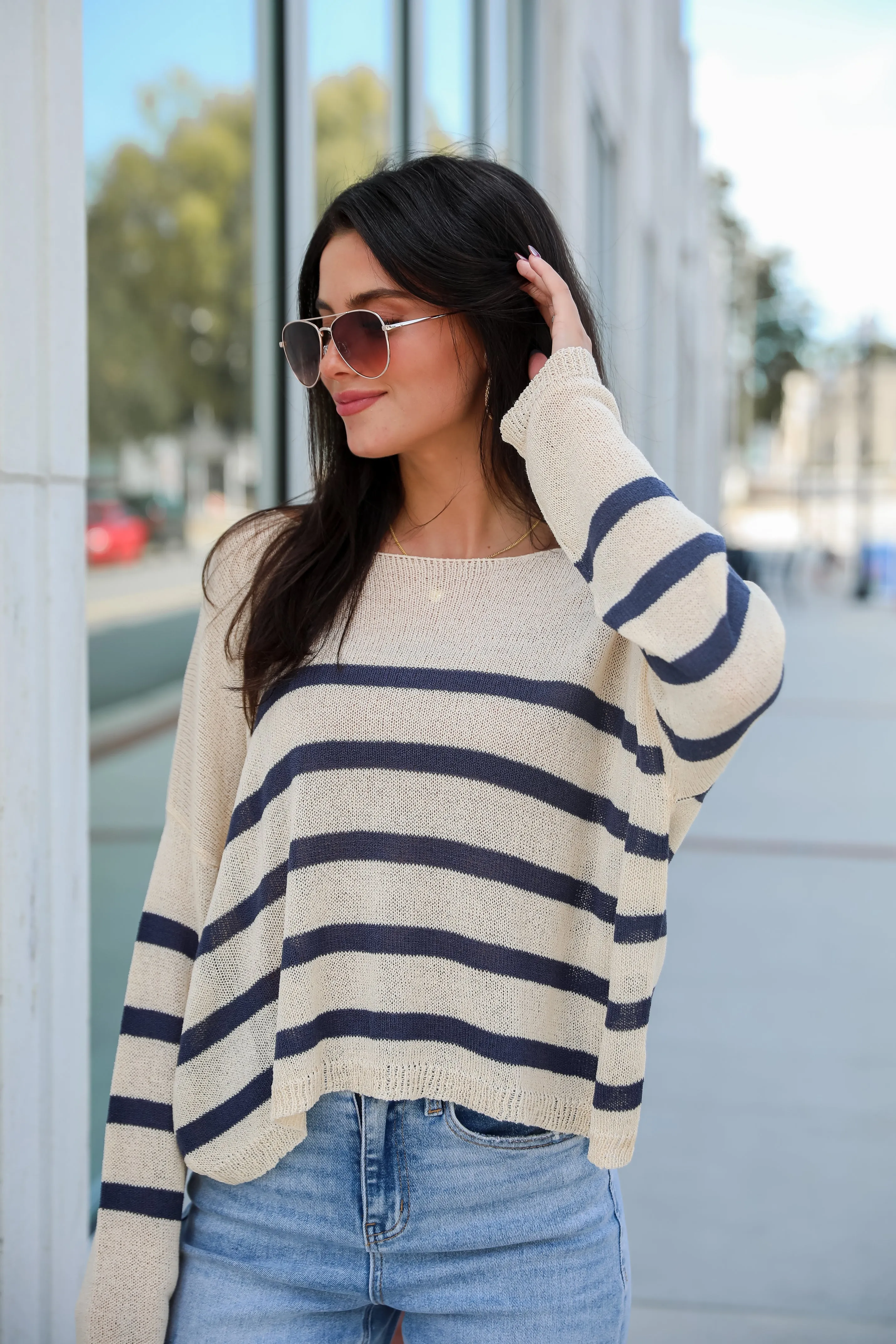 FINAL SALE - Stylish Promise Striped Lightweight Knit Sweater