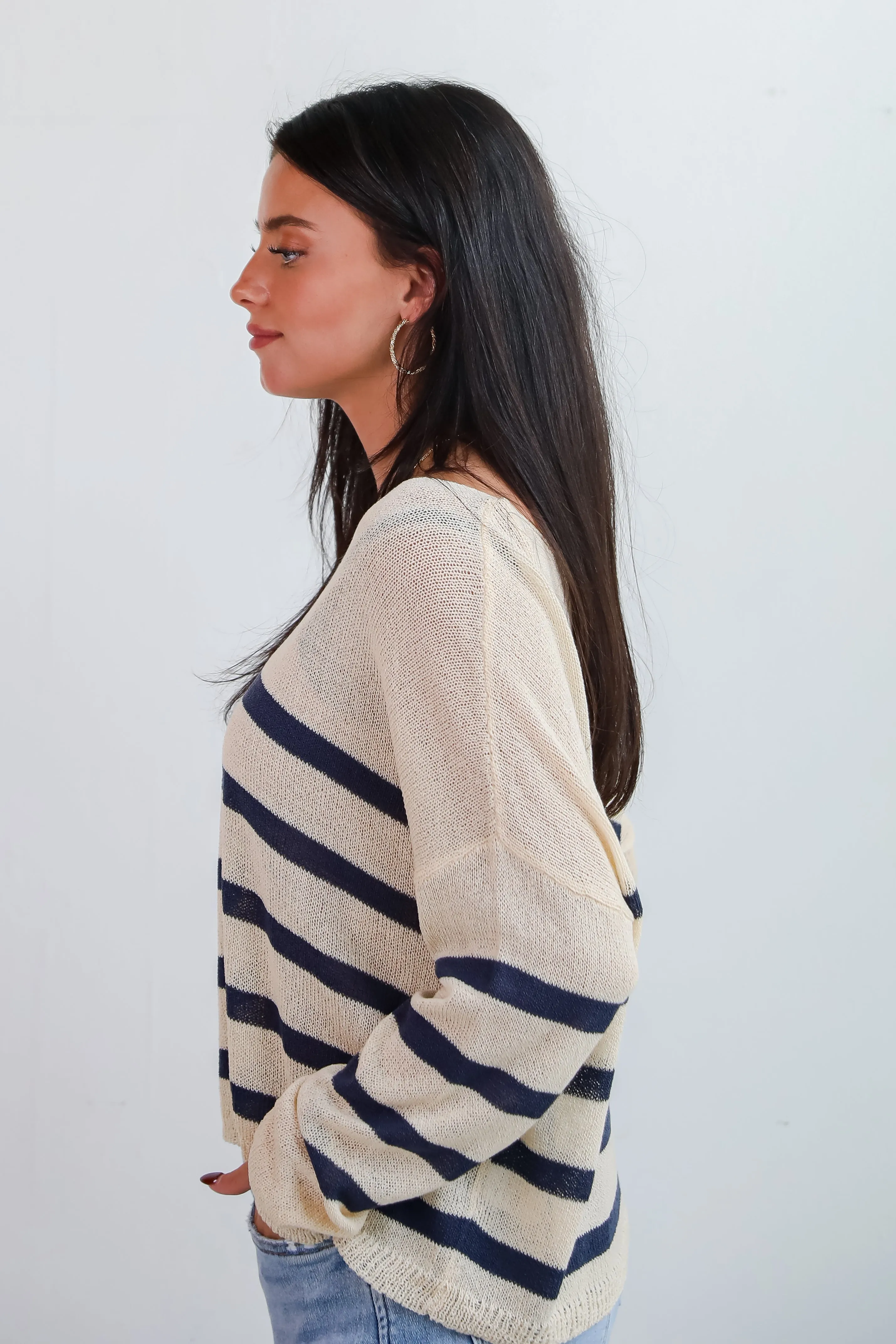 FINAL SALE - Stylish Promise Striped Lightweight Knit Sweater