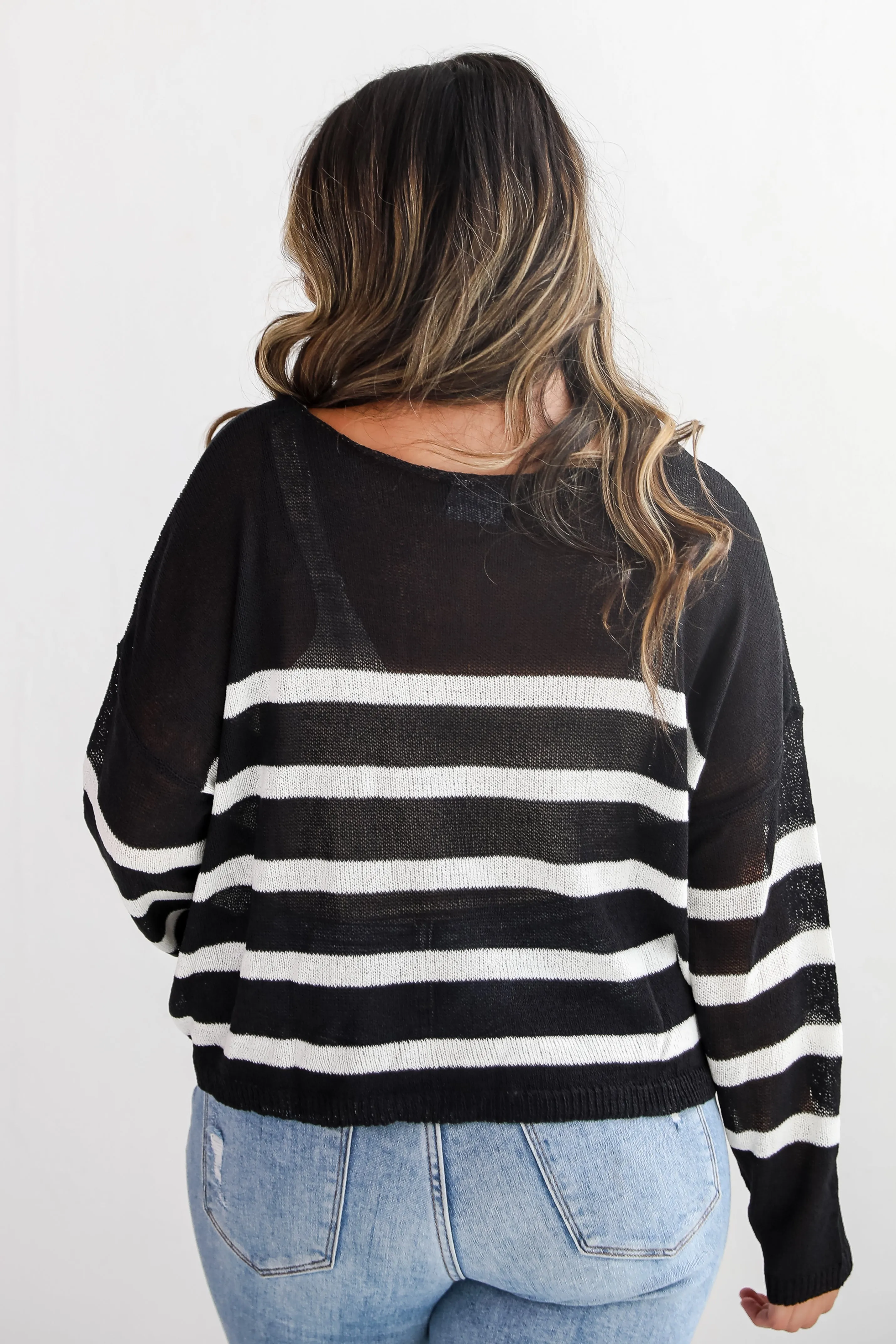 FINAL SALE - Stylish Promise Striped Lightweight Knit Sweater