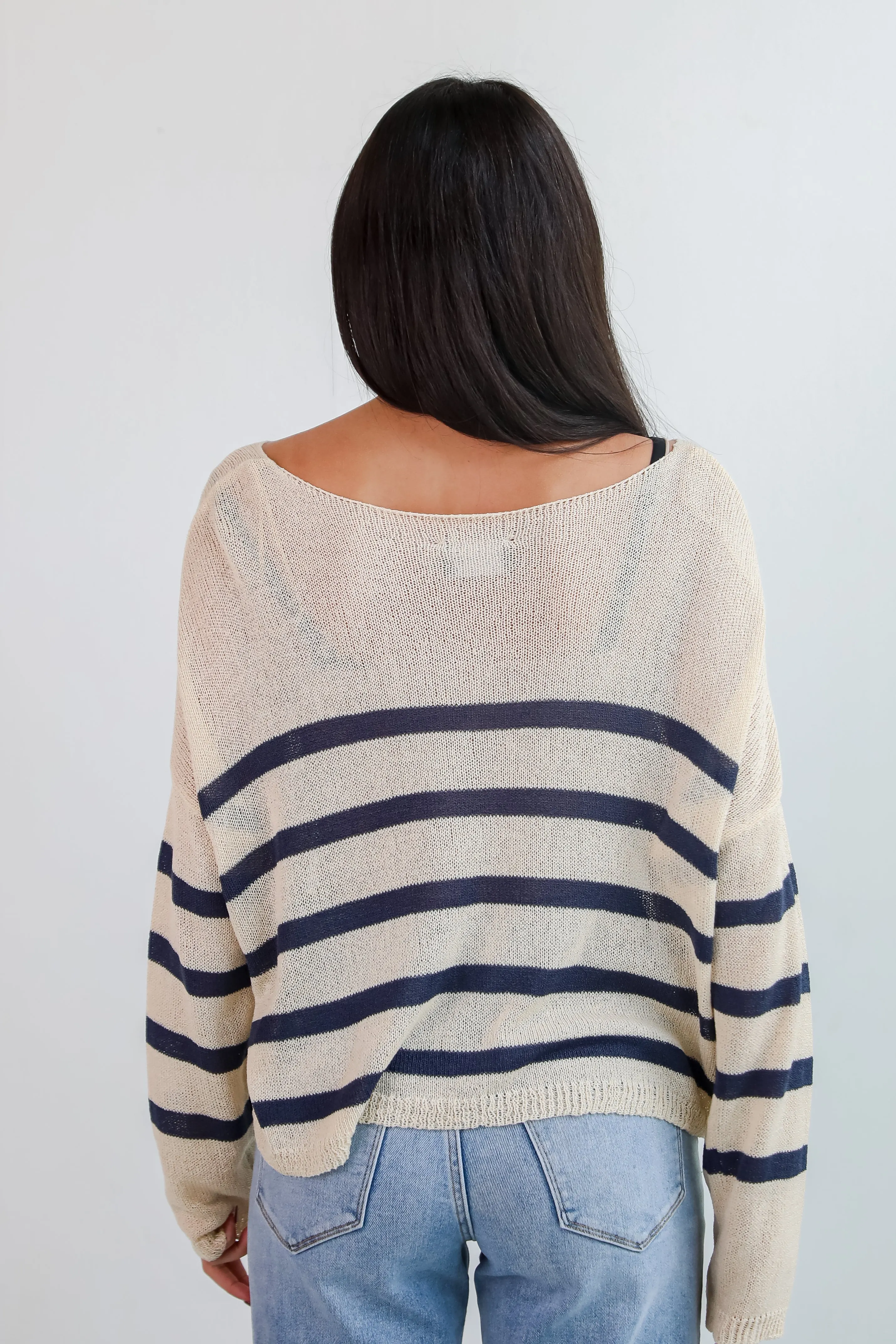 FINAL SALE - Stylish Promise Striped Lightweight Knit Sweater