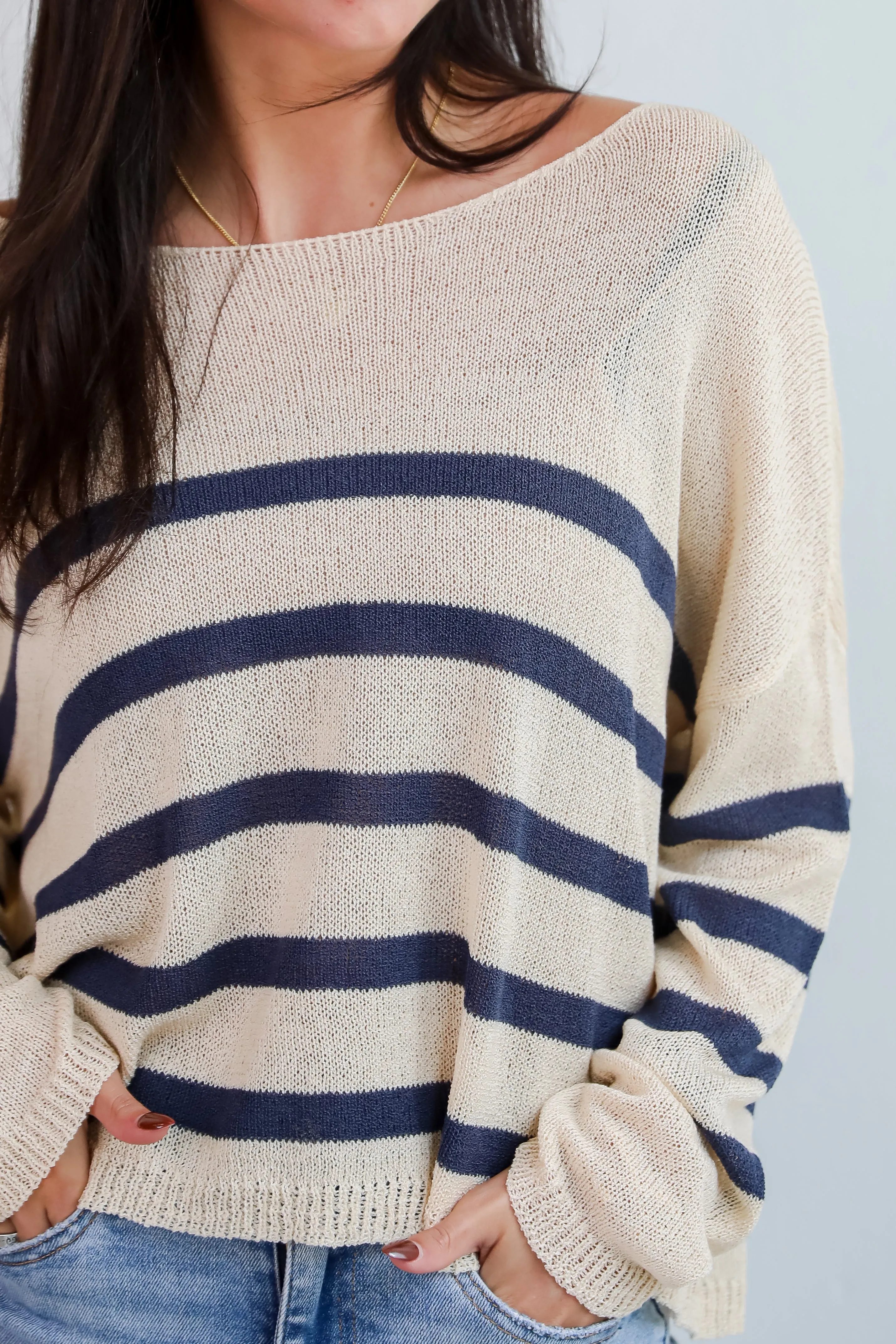 FINAL SALE - Stylish Promise Striped Lightweight Knit Sweater