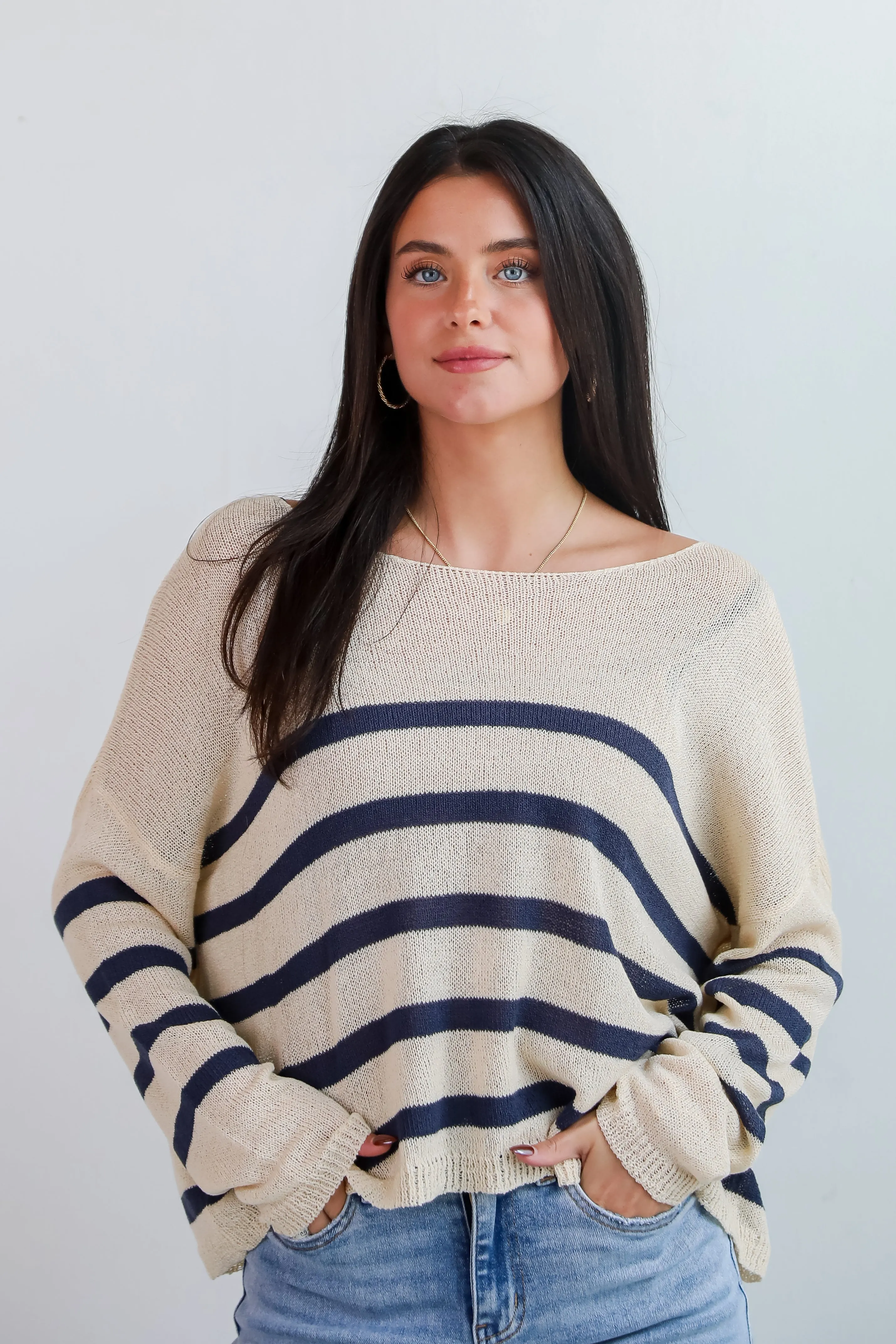 FINAL SALE - Stylish Promise Striped Lightweight Knit Sweater