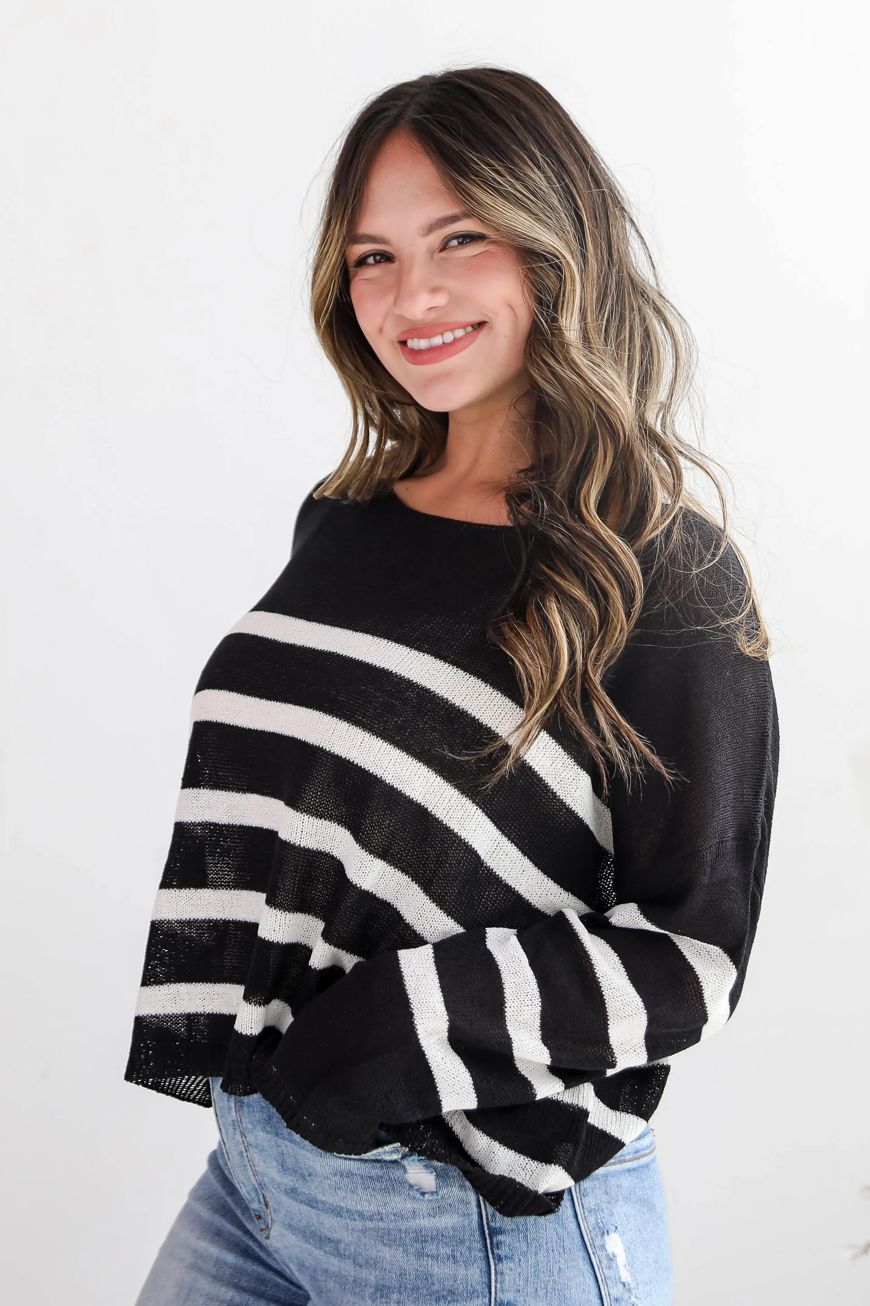 FINAL SALE - Stylish Promise Striped Lightweight Knit Sweater