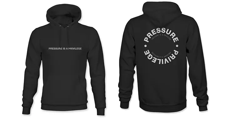 GYM BUDDY PRESSURE IS A PRIVILEGE UNISEX PLUSH HOODIE