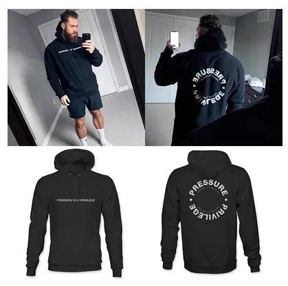 GYM BUDDY PRESSURE IS A PRIVILEGE UNISEX PLUSH HOODIE