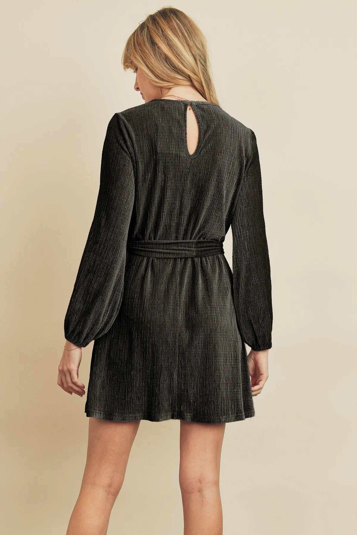 Holly Velvet Belted Tunic in Black