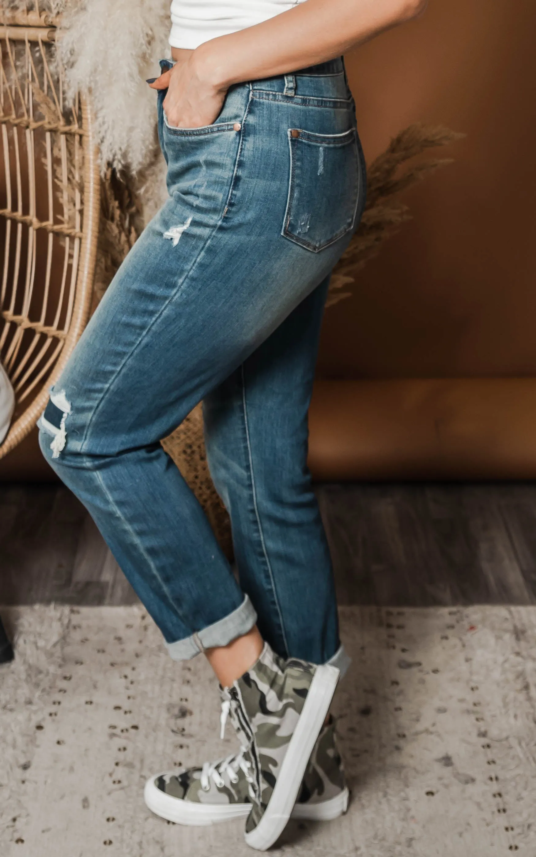 I Need These Hi Rise Boyfriend Jeans - Judy Blue - Final Sale