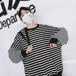 [Korean Style] Eddie Striped Casual Sweatshirt