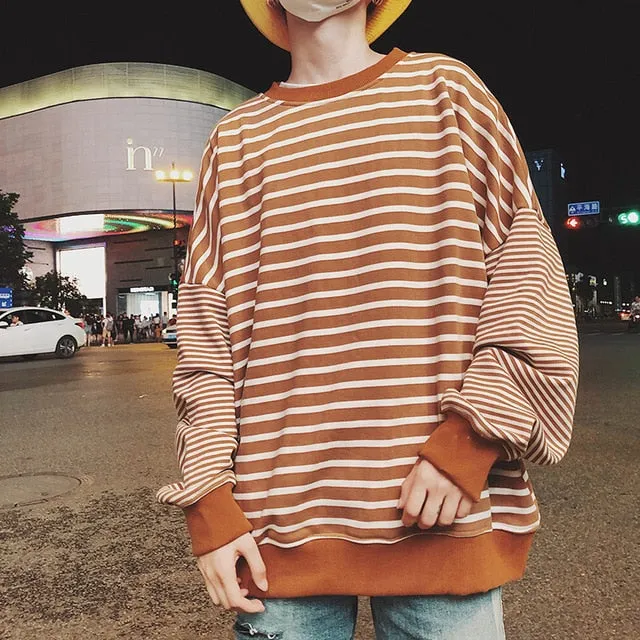[Korean Style] Eddie Striped Casual Sweatshirt