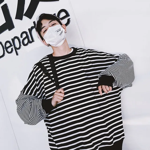 [Korean Style] Eddie Striped Casual Sweatshirt